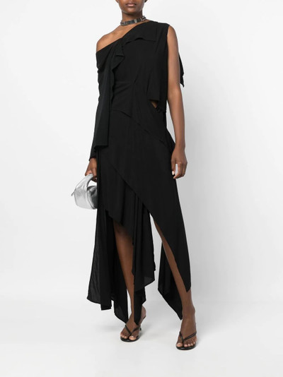 Yohji Yamamoto asymmetric cotton-blend dress outlook