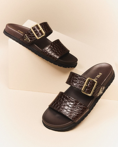 Prada Croco Buckle Dual-Band Comfort Sandals outlook