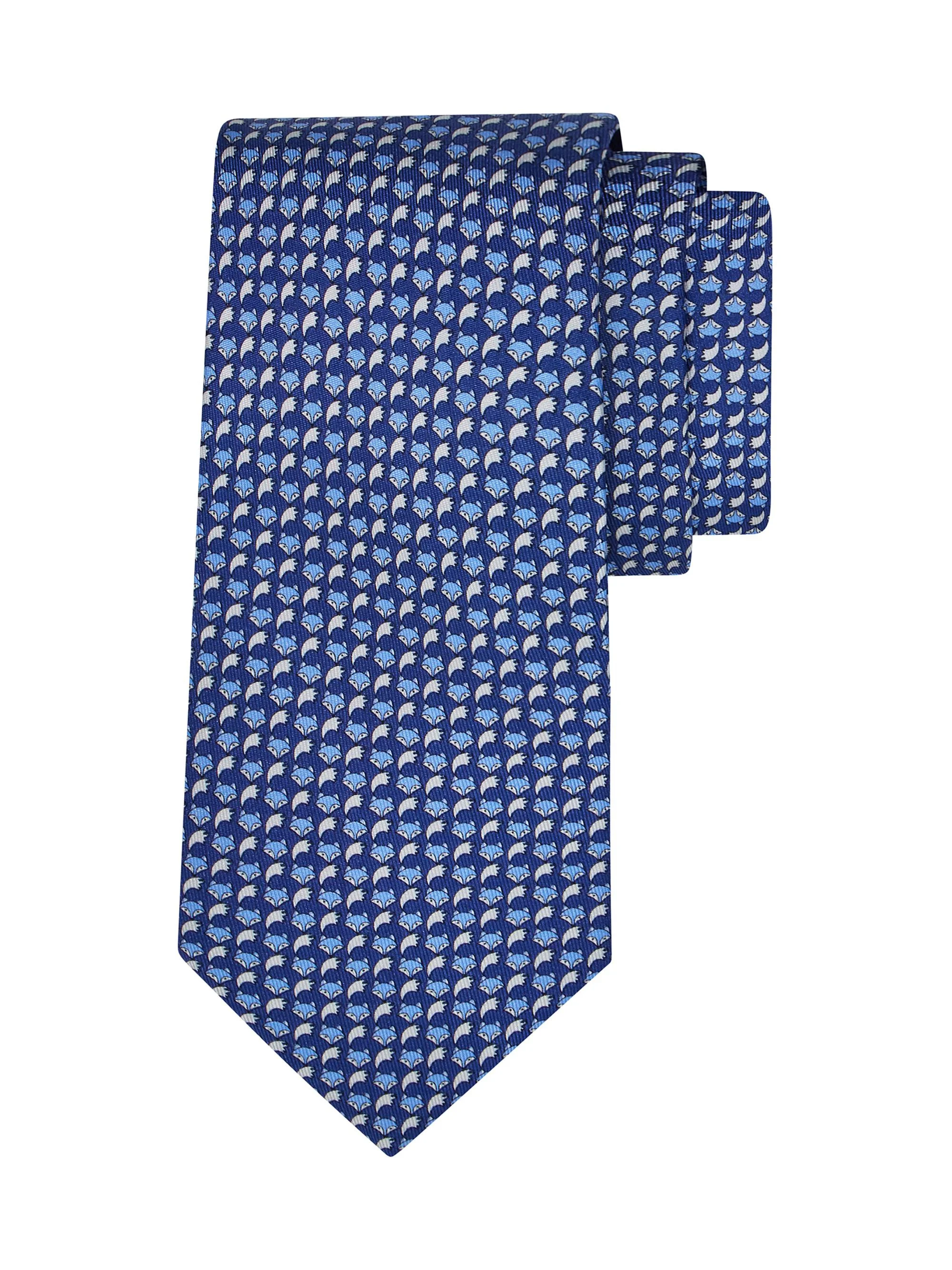 Men's Alda Animal-Print Silk Tie - Navy - 1
