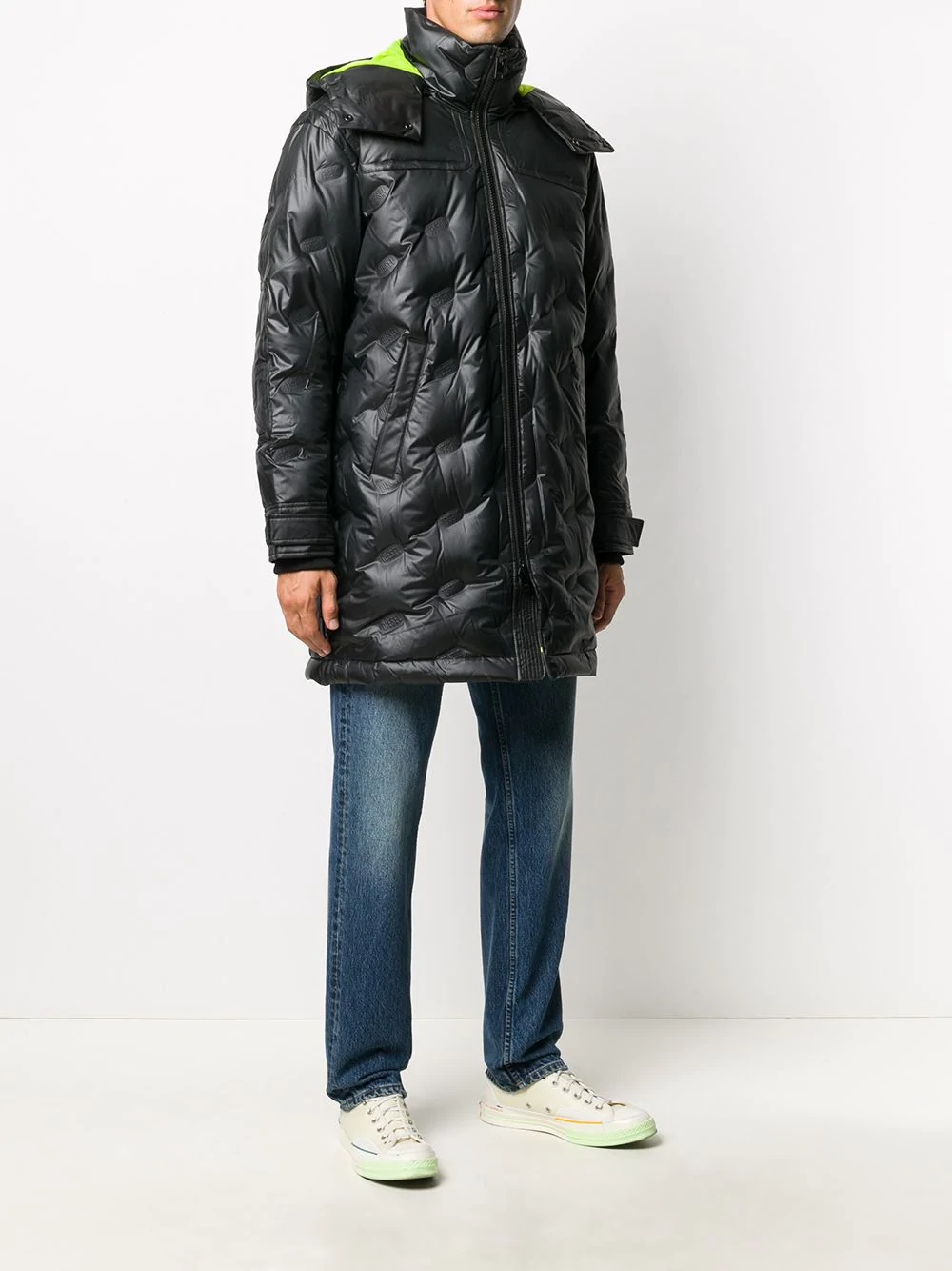 quilted logo parka coat  - 3