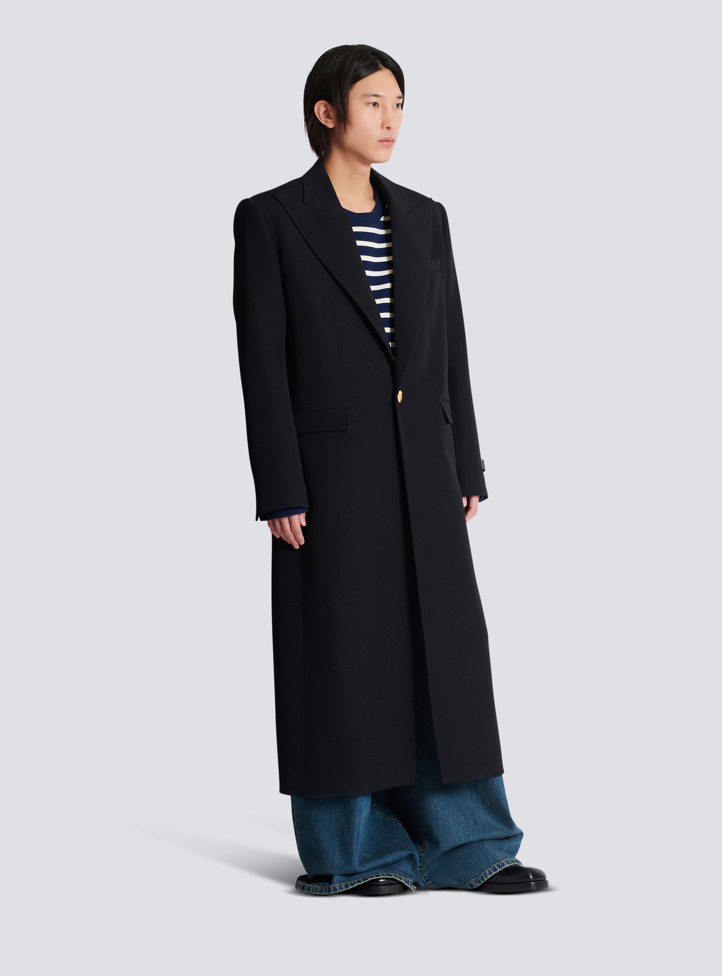 Long coat in grain de poudre wool - 3