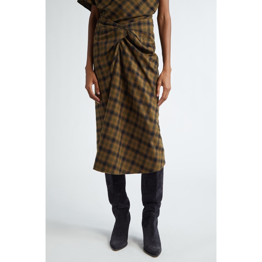 Isabel Marant Étoile Tijuana Plaid Cotton Skirt in Khaki/Khaki at Nordstrom - 1