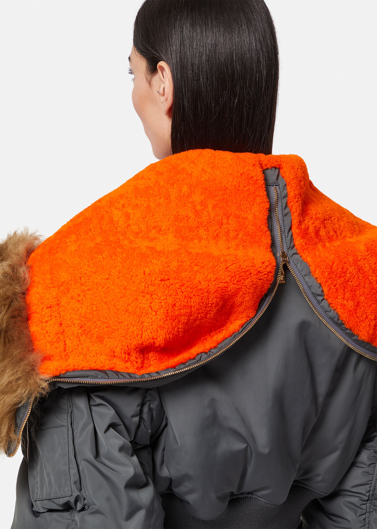 Crop Shearling Bomber Puffer Jacket - 6