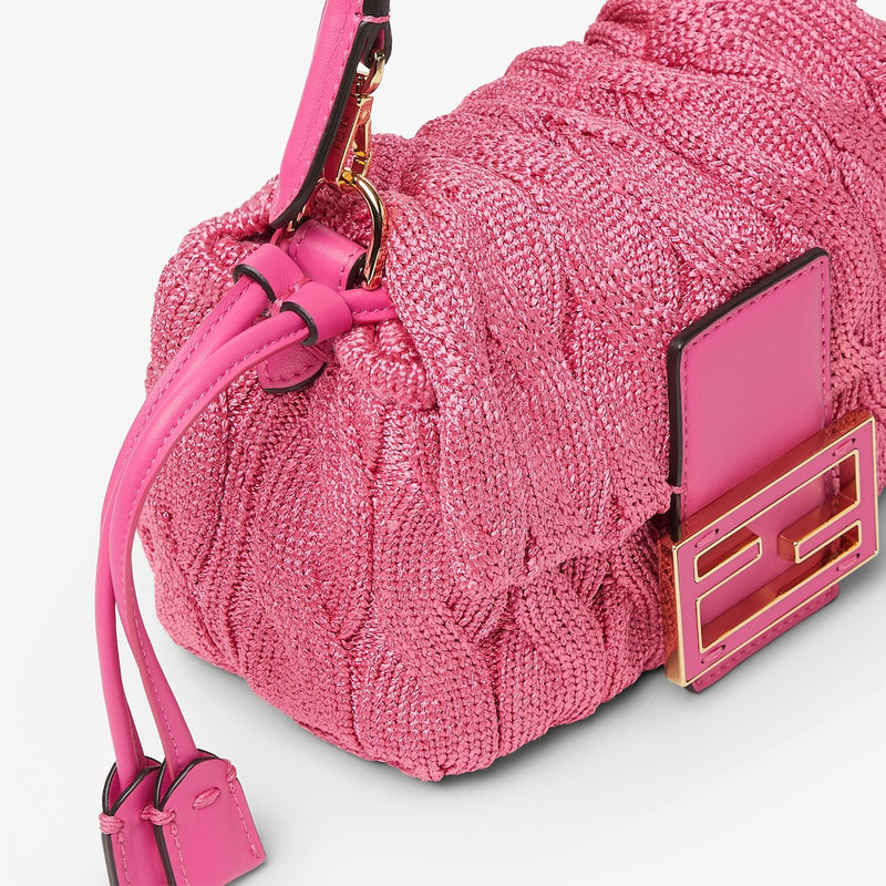 Mamma Baguette Small Fuchsia cable-knit mini-bag 5