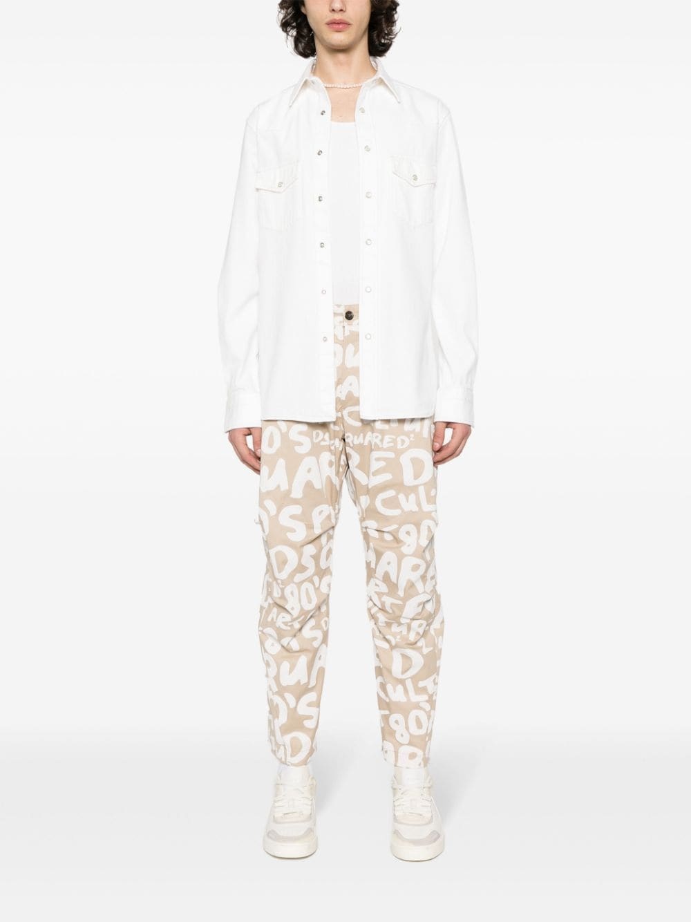 logo-print tapered trousers - 2