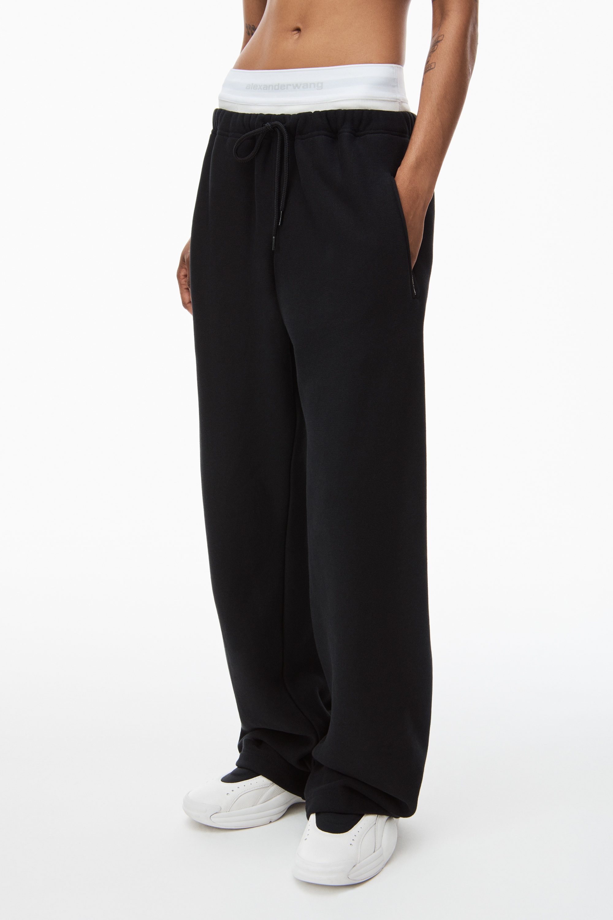 wide leg sweatpants with pre-styled detachable logo brief - 3