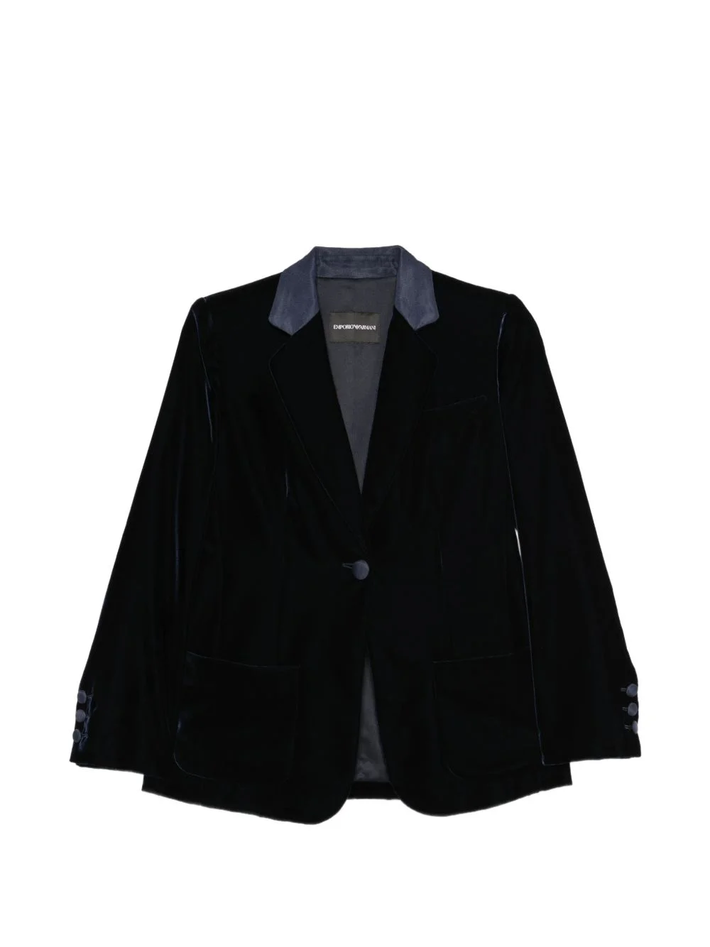 velvet single-breasted jacket - 1