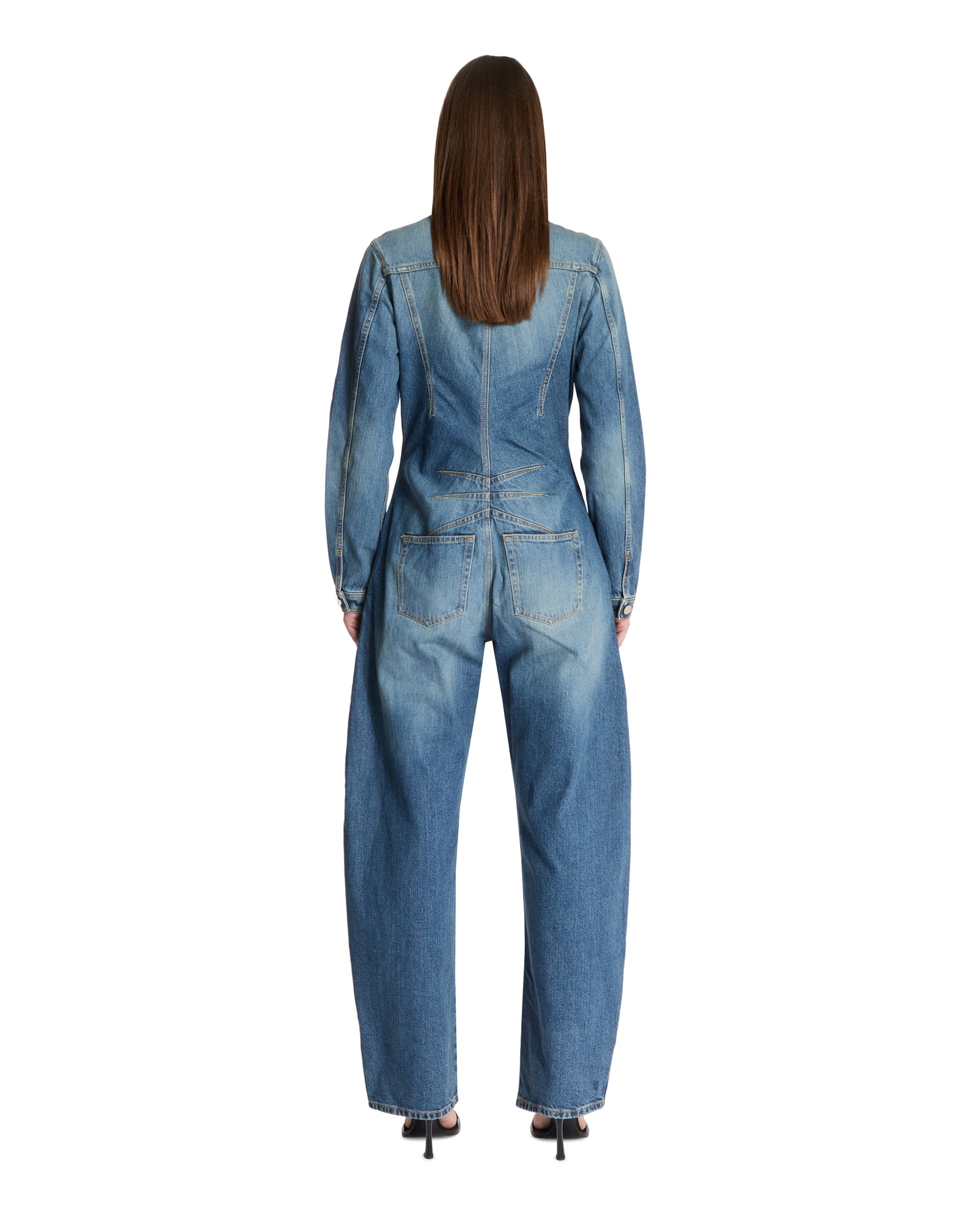 【関税&送料込】Alaia Denim Jumpsuit Denim jumpsuit in black - Alaia | Mytheresa