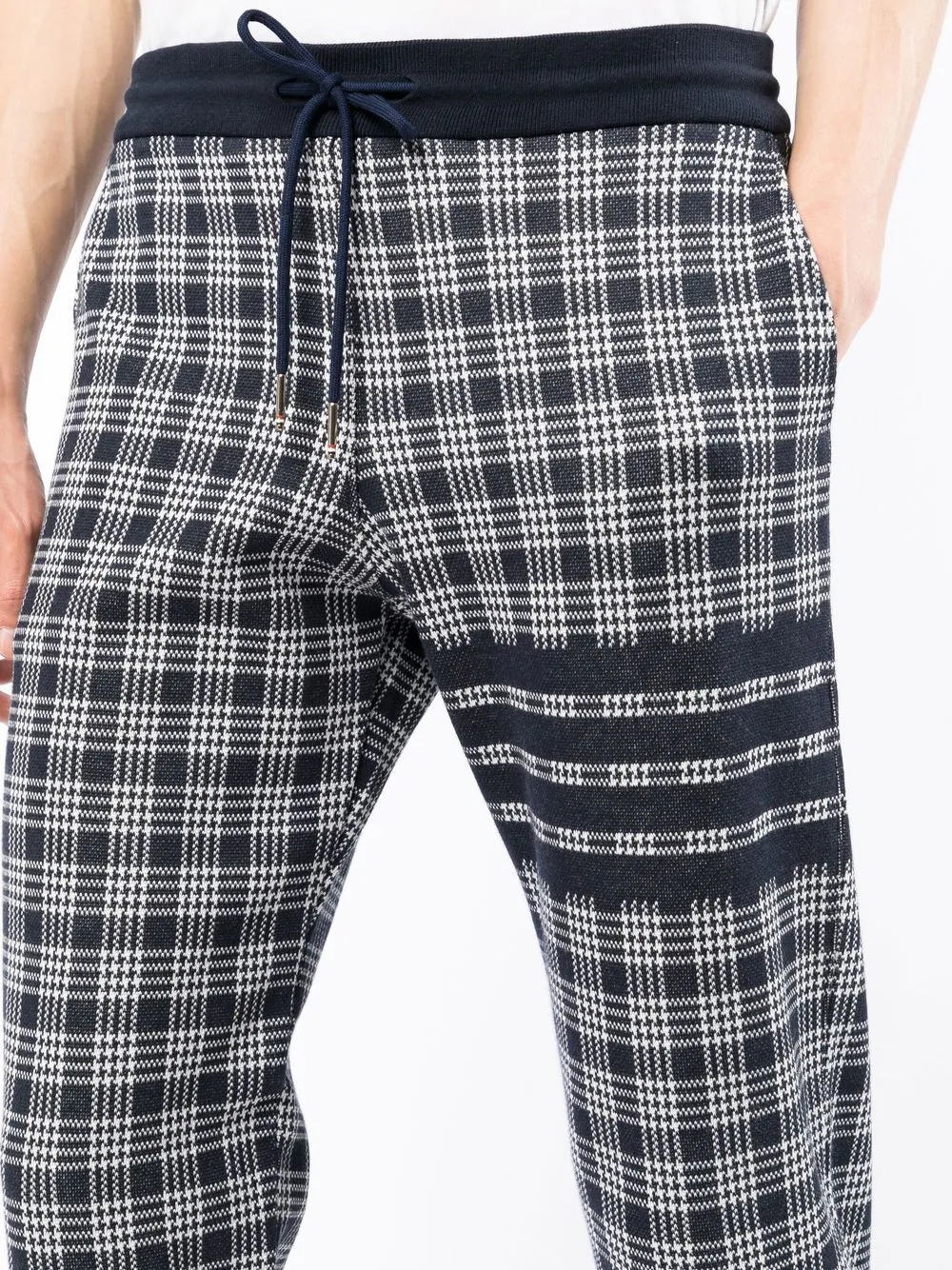 check-pattern track pants - 5