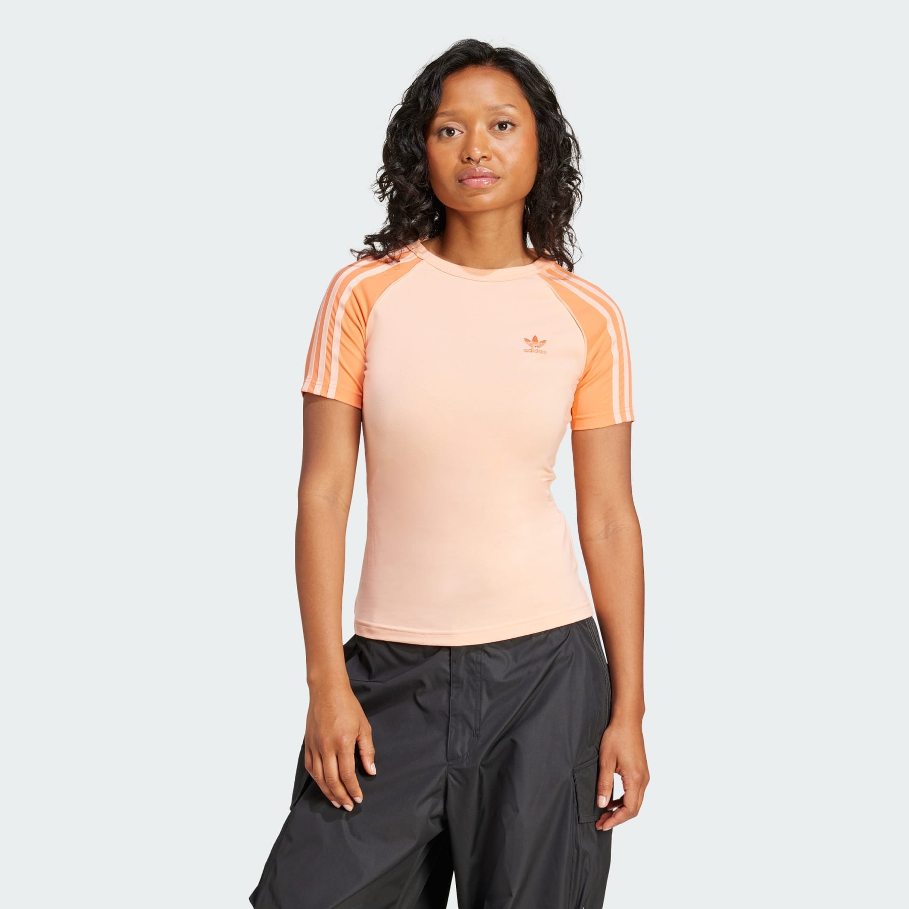 ● ADIDAS ● ADICOLOR 3S RAGLAN TEE adidas Originals Women's Adicolor 3-Stripes Raglan Slim Tee
