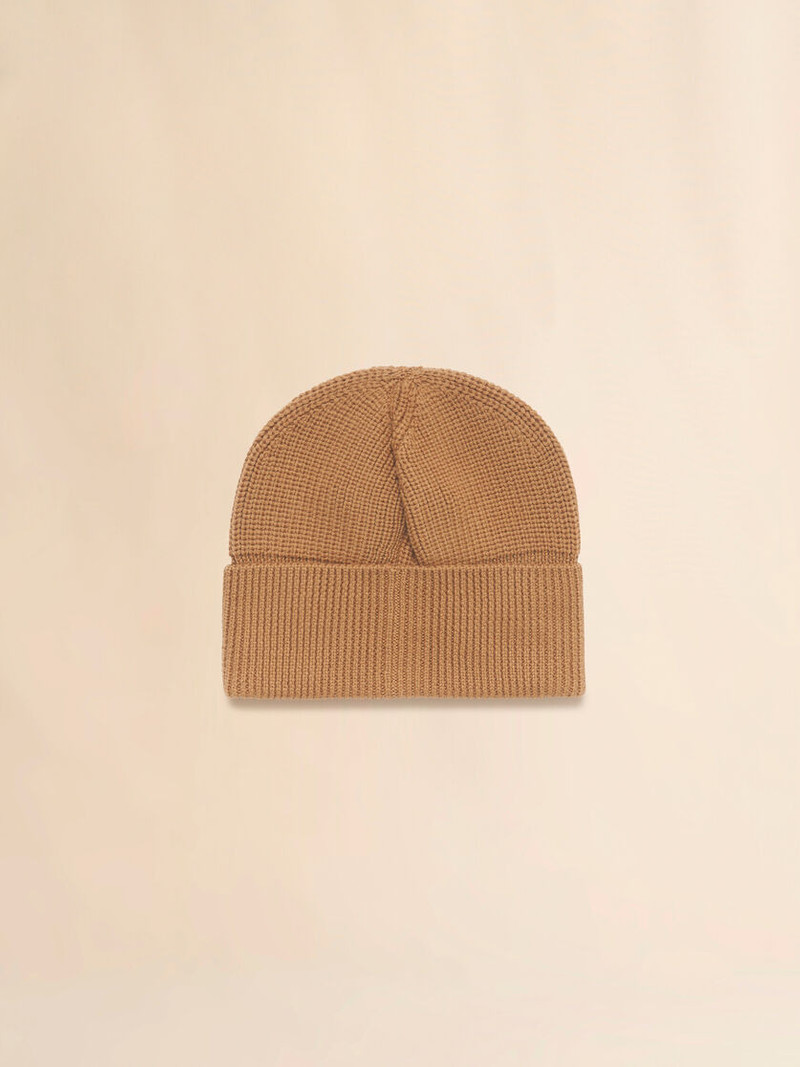 TAN WOOL FISHERMAN'S RIB BEANIE WITH MARNI PATCH 3