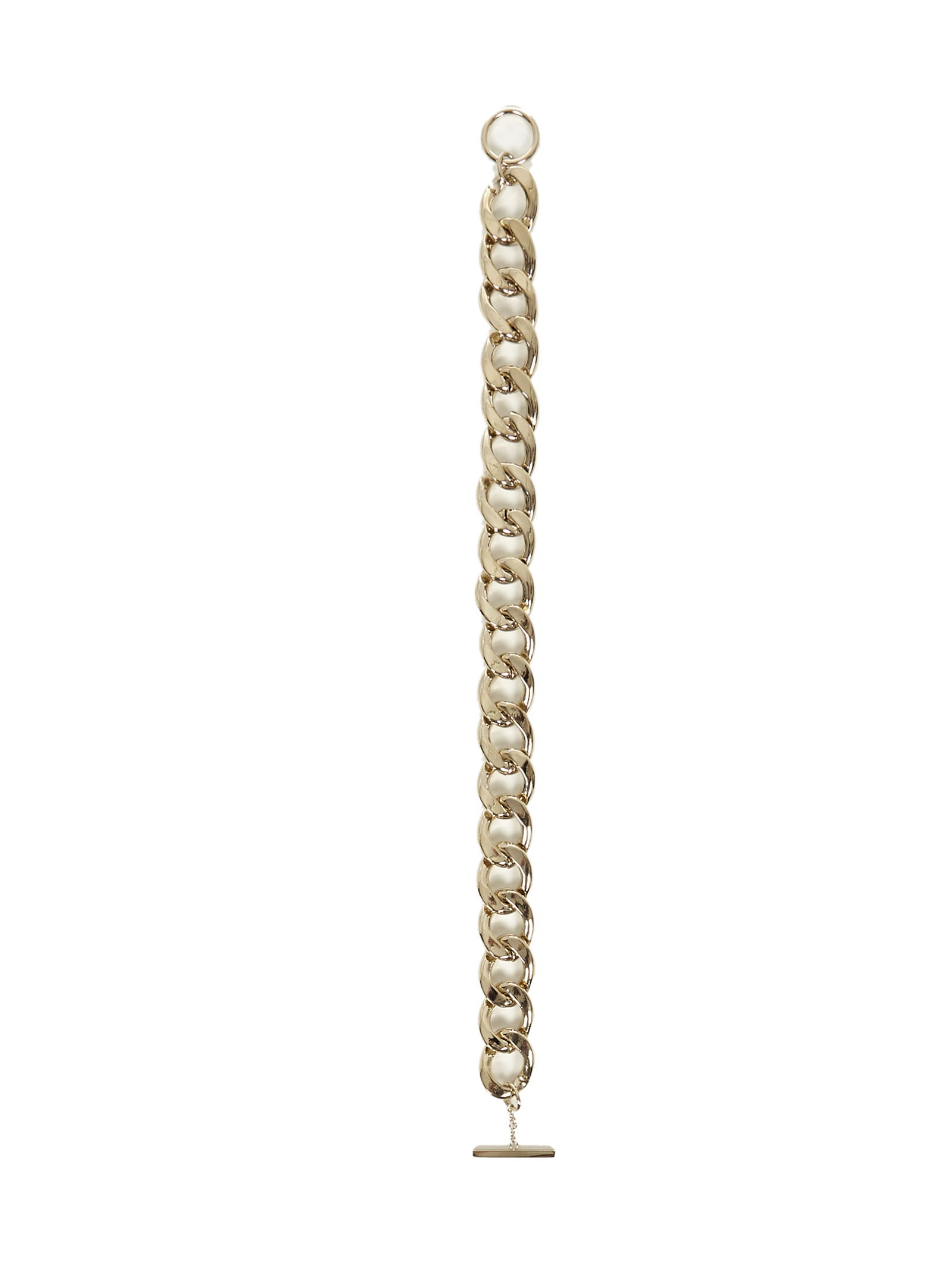 Golden brass curb-link chain necklace. - 2