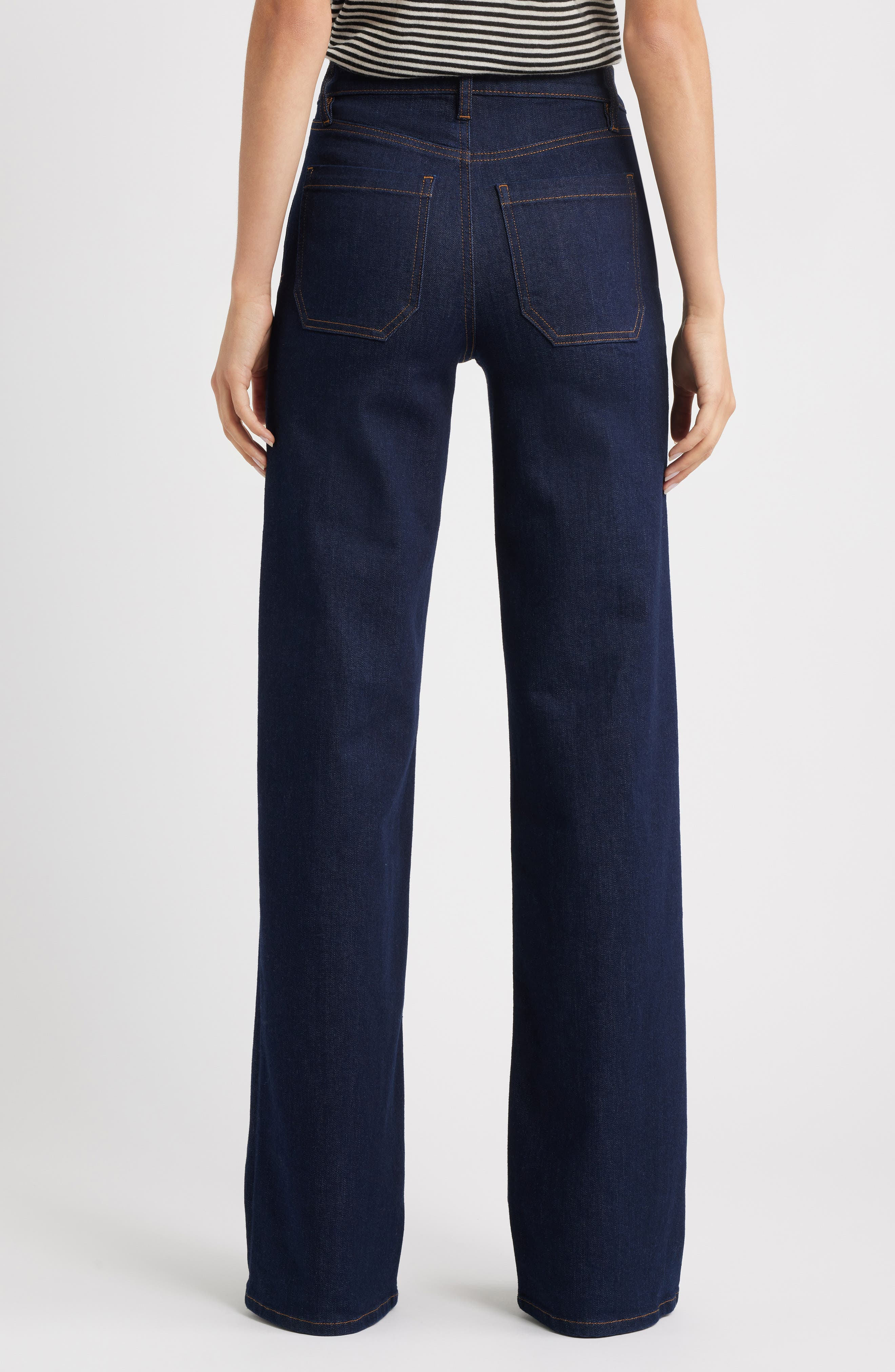 FRAME Le Slim Palazzo Patch Pocket High Waist Wide Leg Jeans in Rinse at Nordstrom - 2