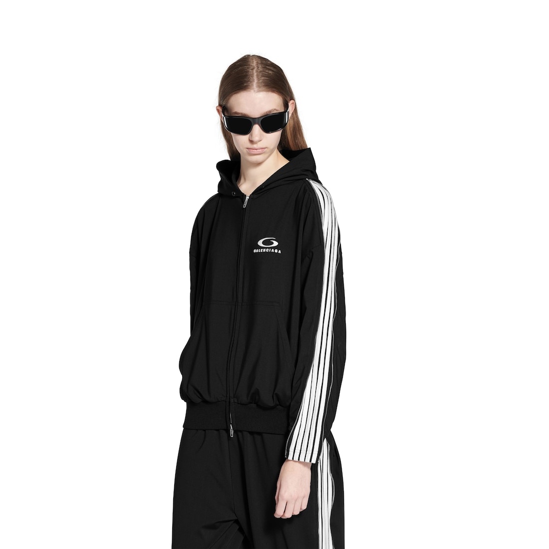 Loop Sports Icon Zipped Zip-up Hoodie in Black/white - 6
