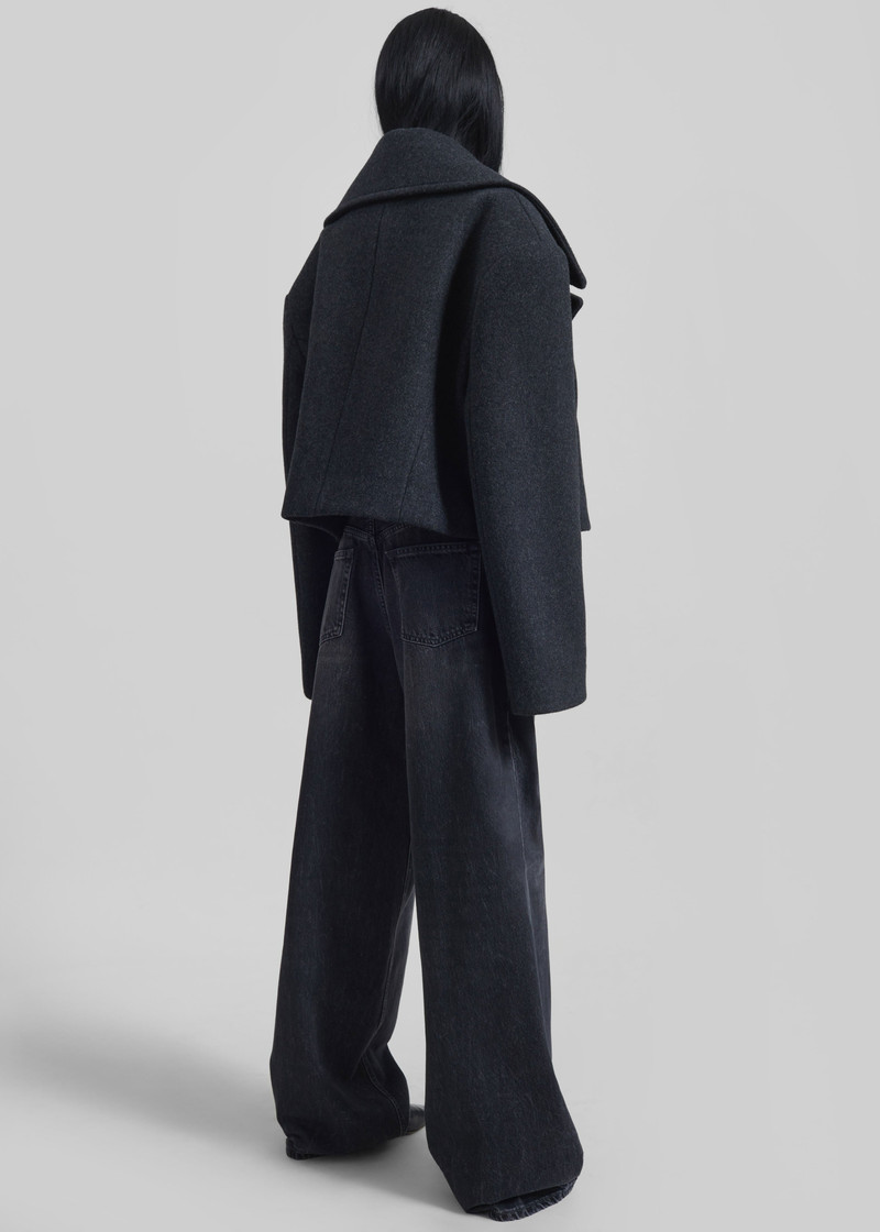 Aumale Cropped Wool Peacoat - Charcoal 11