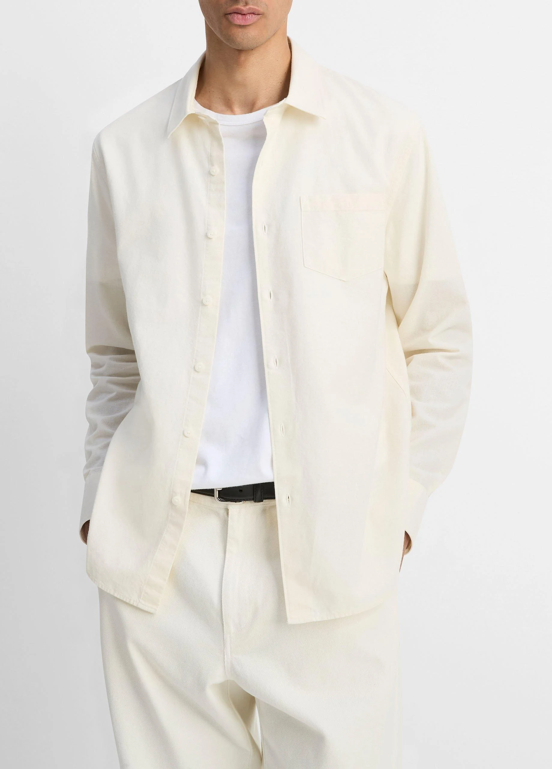 Cotton Chambray Button-Front Shirt - 1