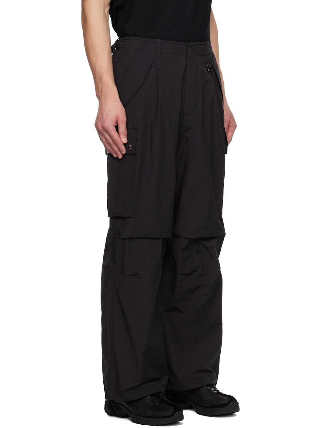 Black Taffeta Cargo Pants - 2