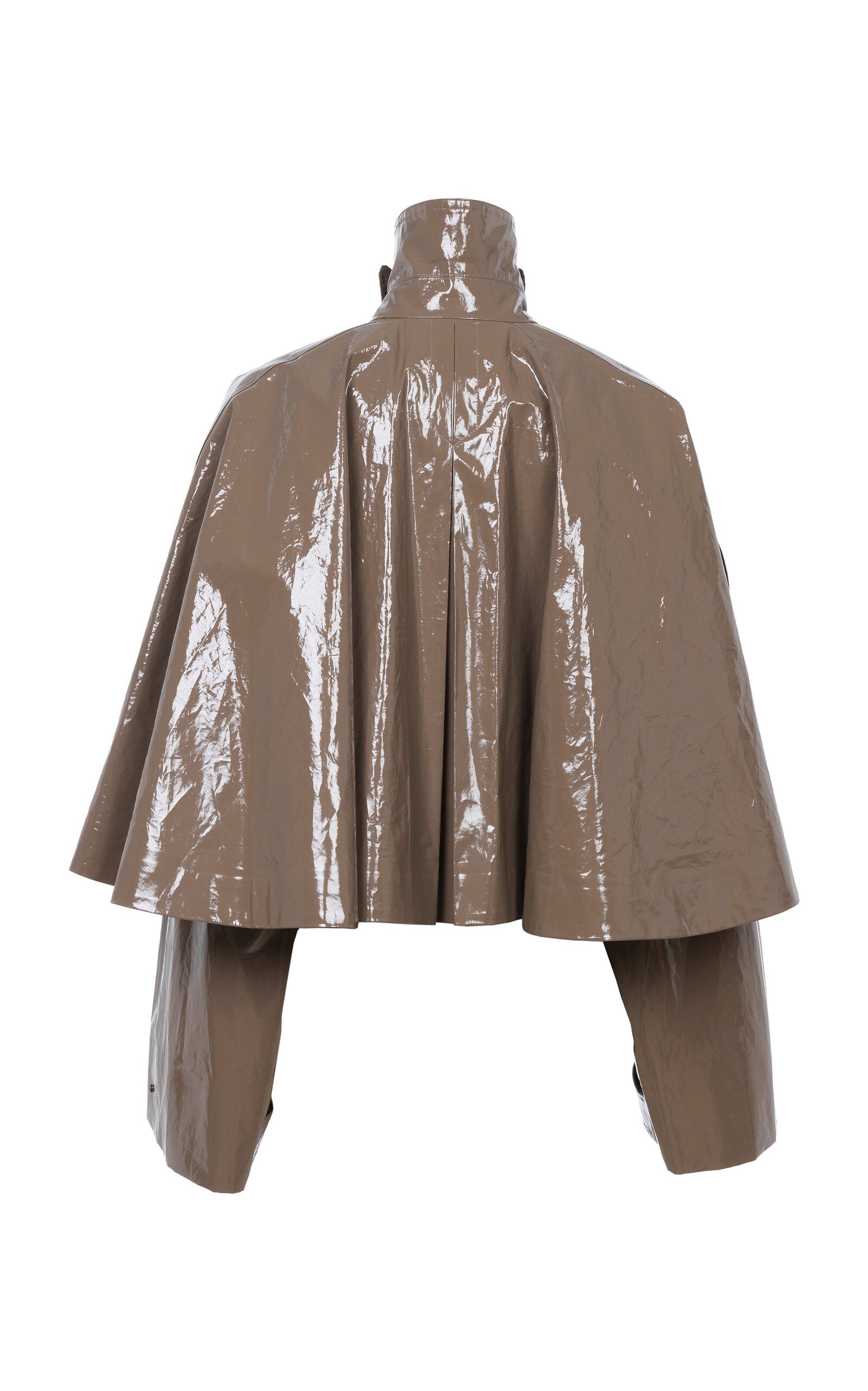 Cropped Lacquered Cotton Capelet taupe - 3