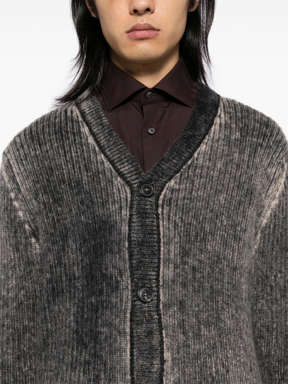 acid-washed printed-effect cardigan - 5