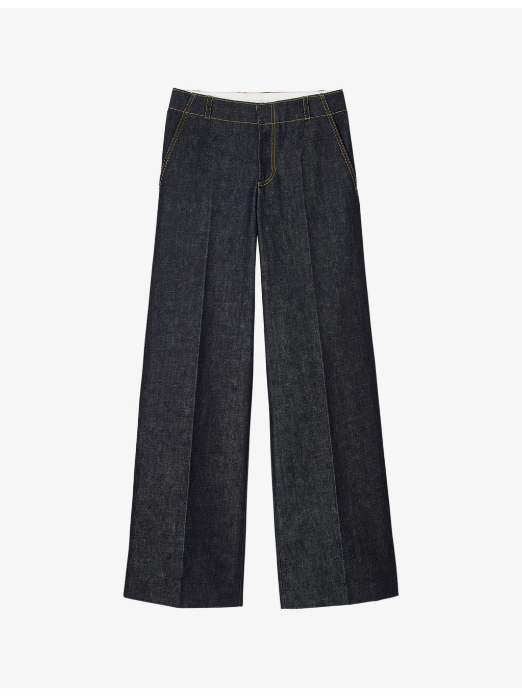 Contrast-stitch flared-leg denim jeans - 1