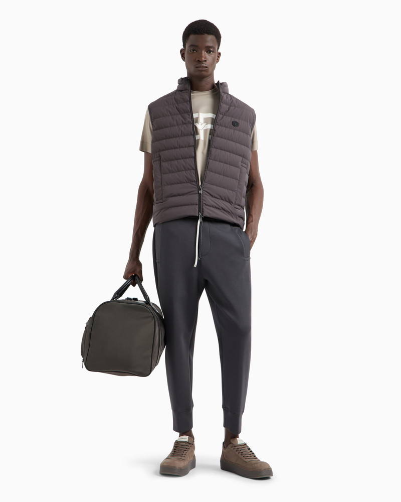 EMPORIO ARMANI Sleeveless full-zip down jacket in quilted nylon with eagle logo patch outlook