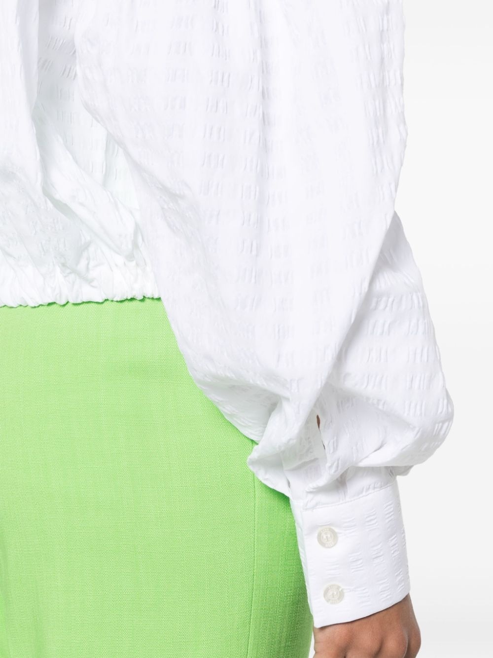drawstring-hem seersucker shirt - 5