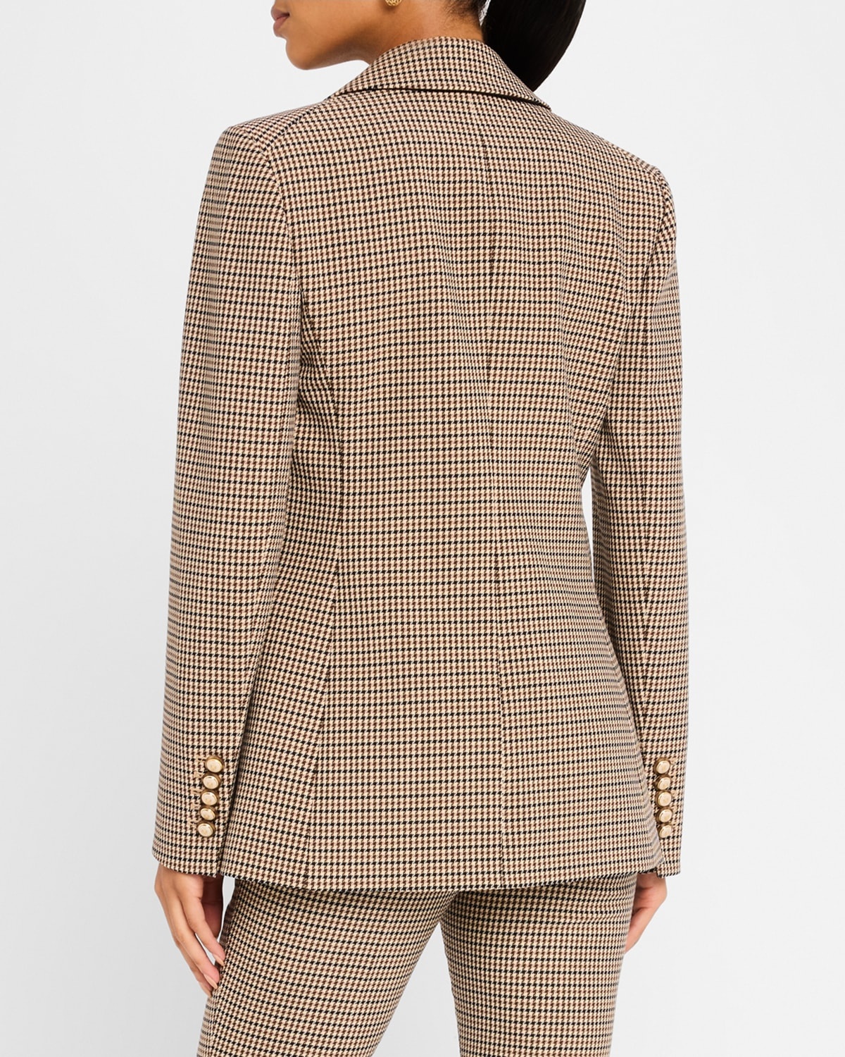 Livvy Single-Button Houndstooth Dickey Jacket - 4