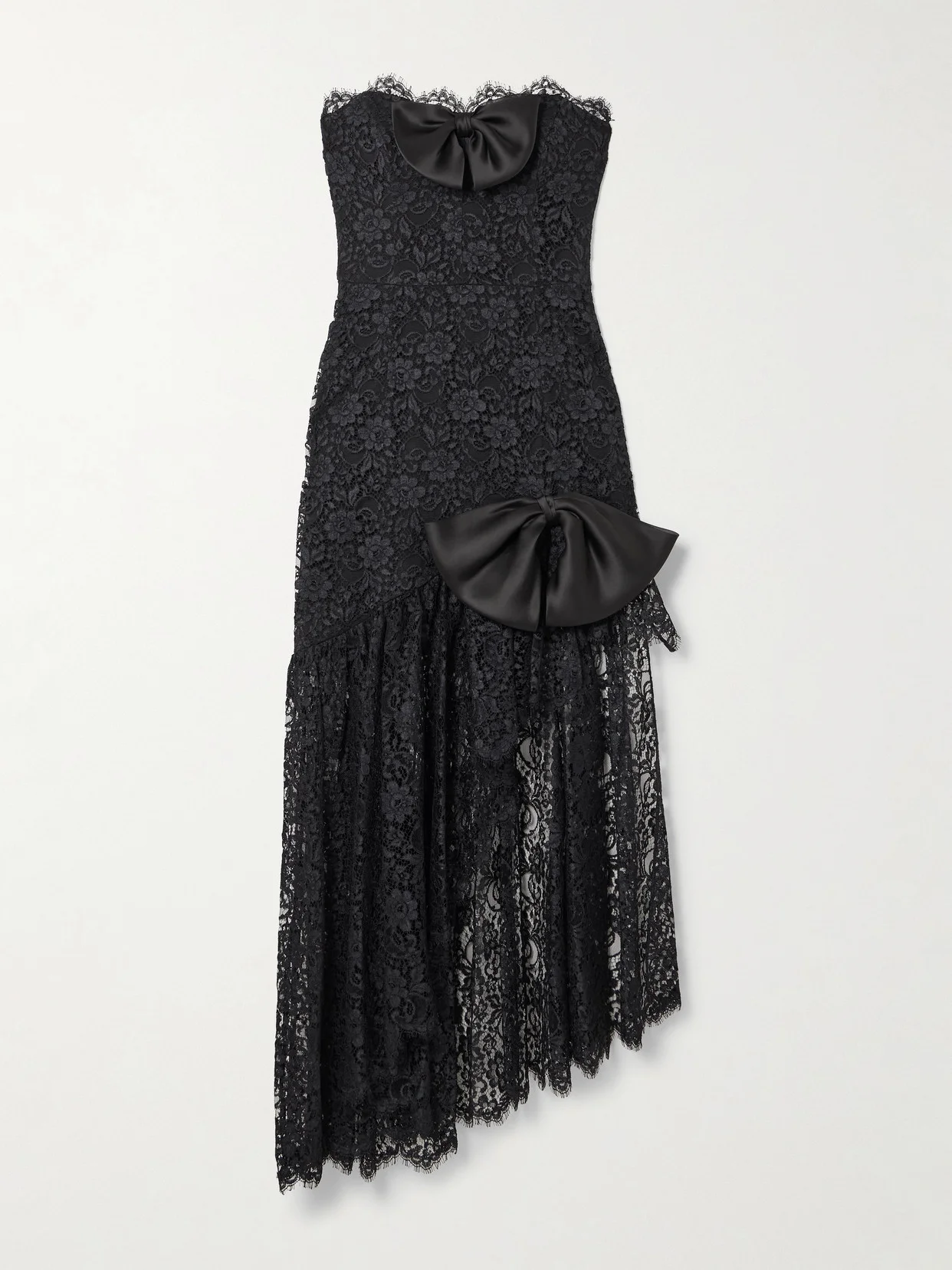 Bow-detailed Strapless Asymmetric Silk-lace Dress - 1