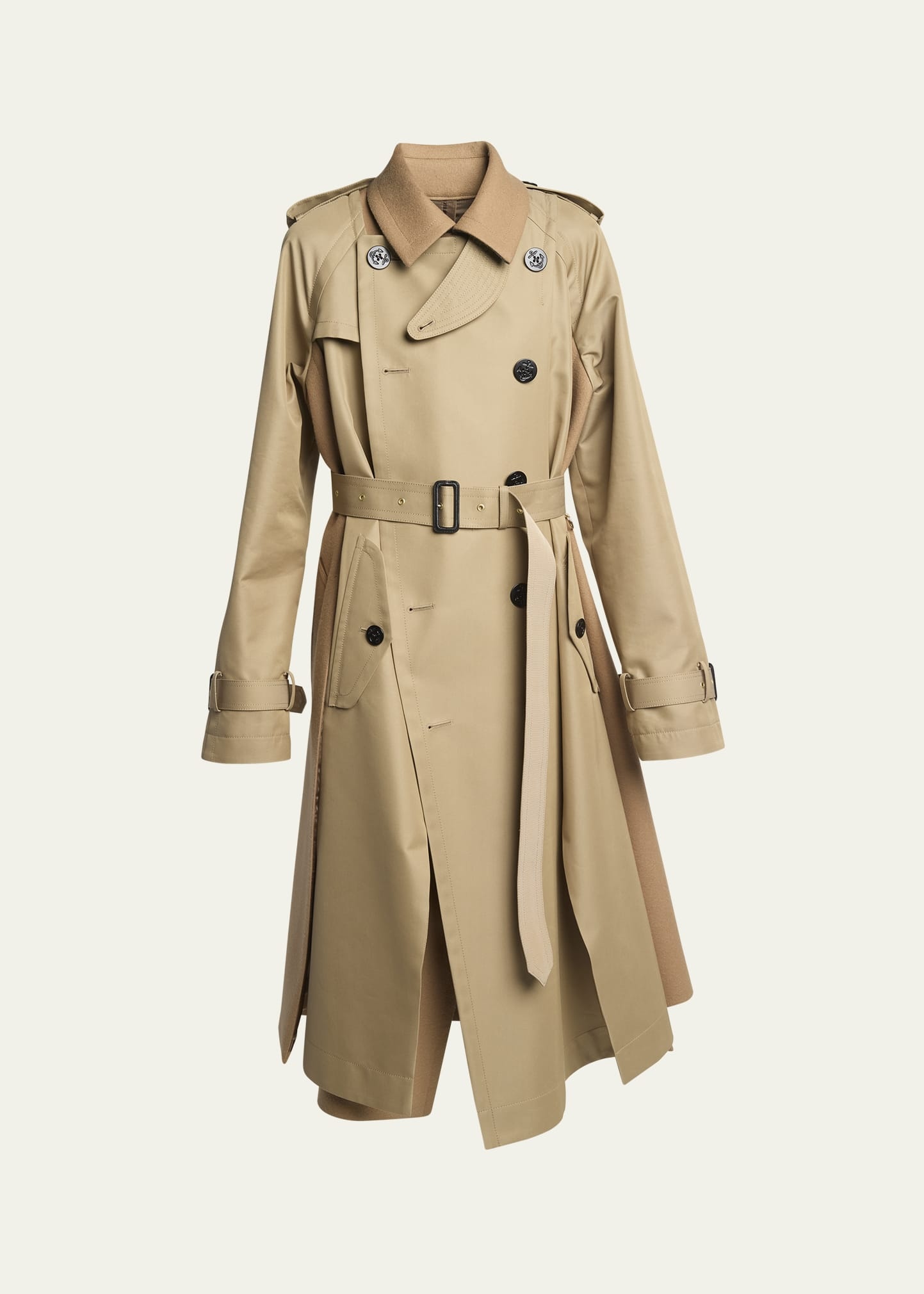 Hybrid Long Belted Trench Coat - 1