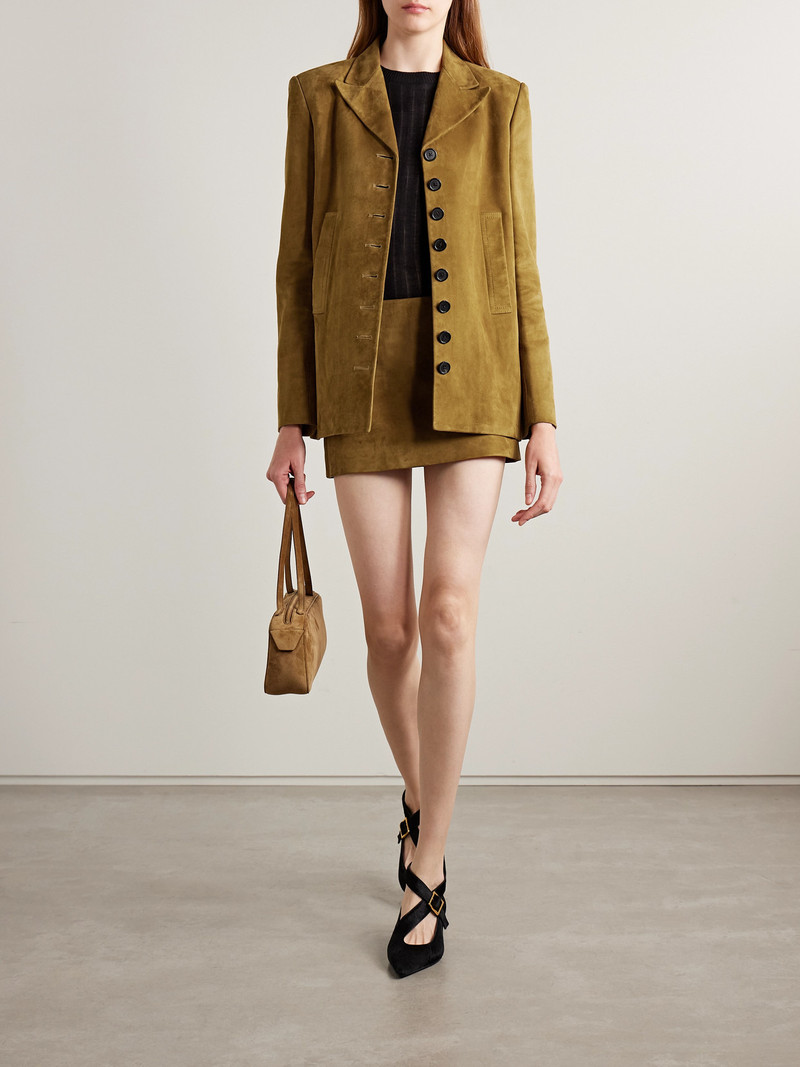 KHAITE Jett Suede Mini Skirt outlook