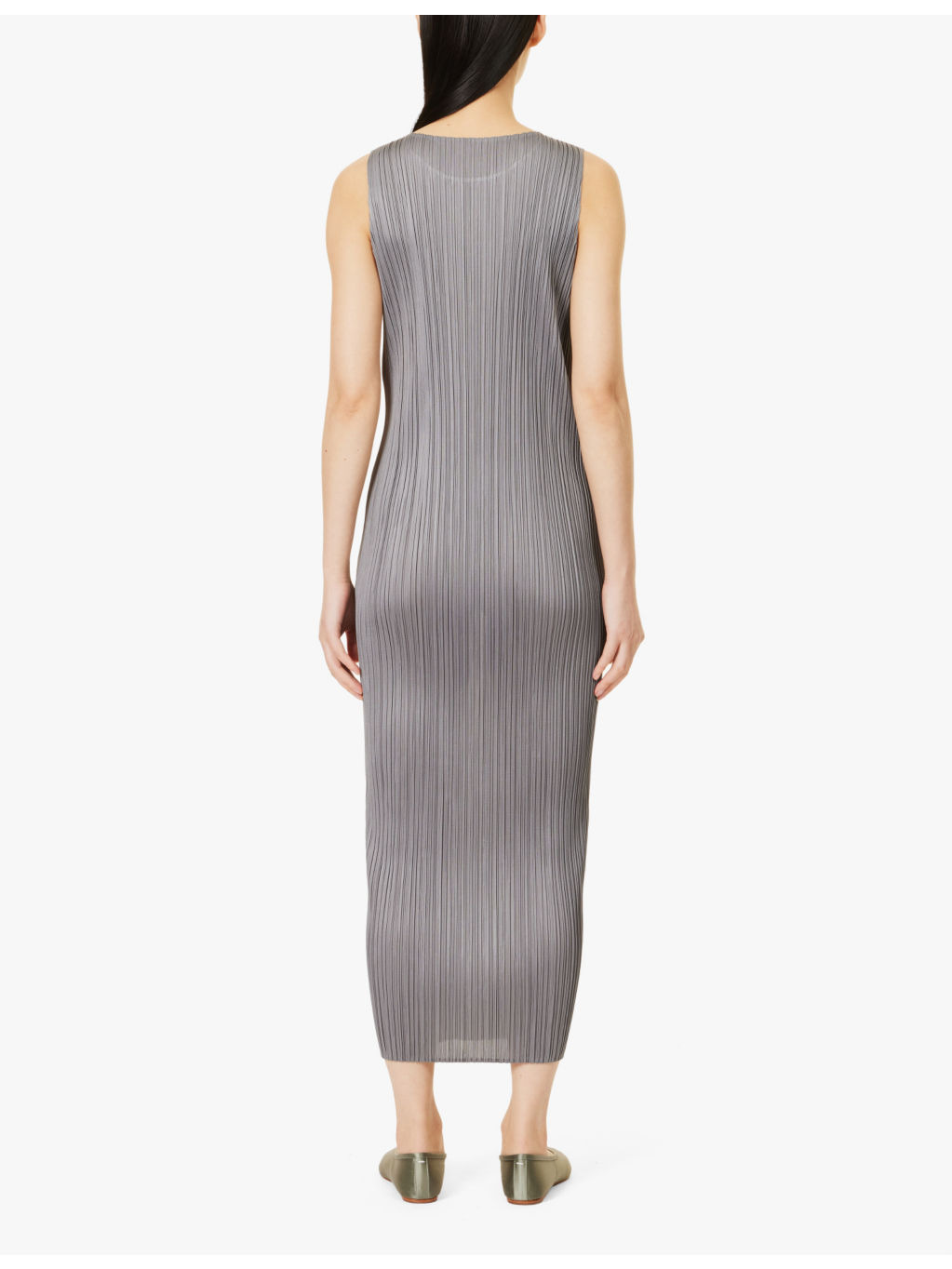 Pleated round-neck knitted midi dress - 4