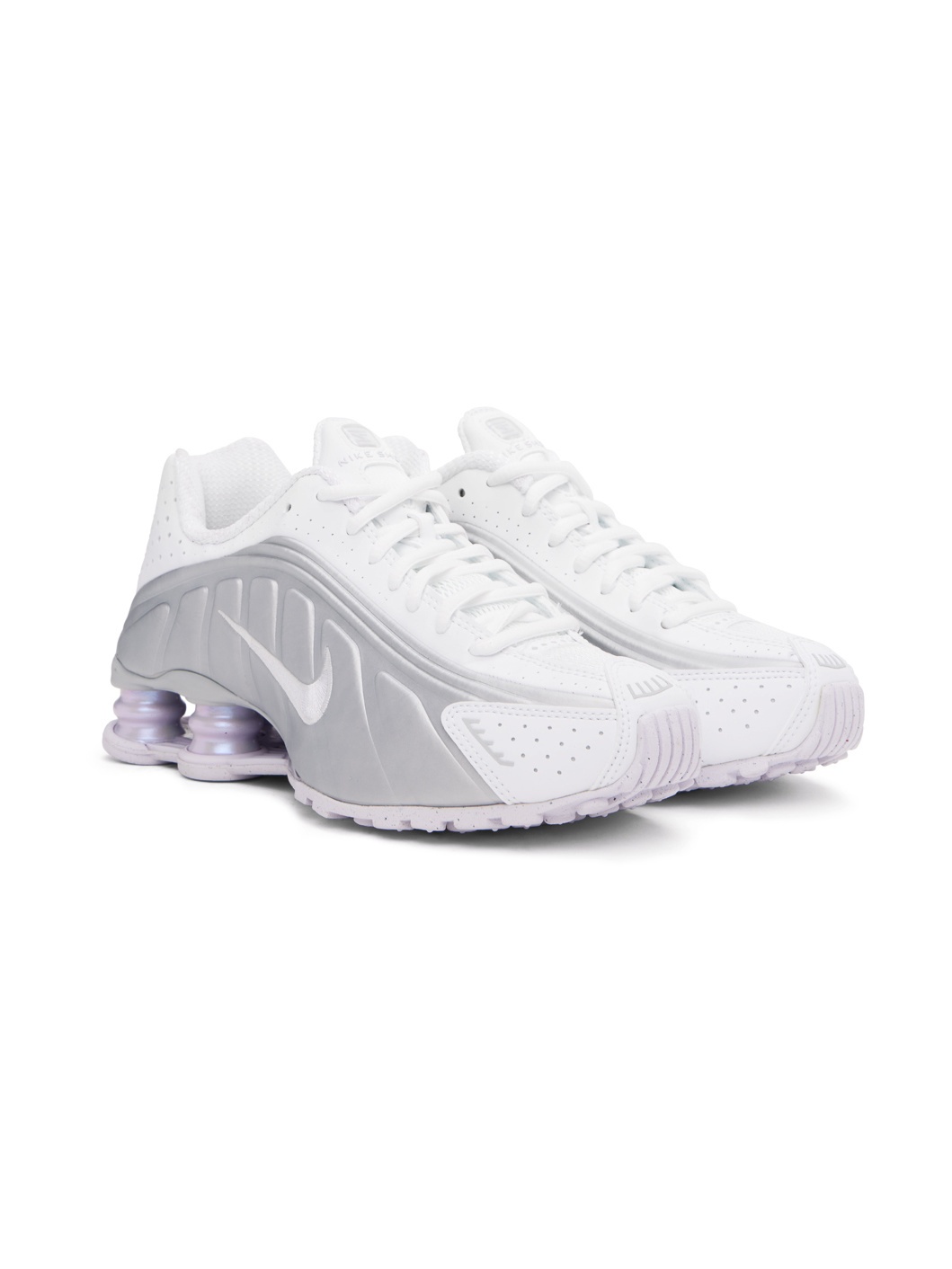 White & Silver Shox R4 Sneakers - 4