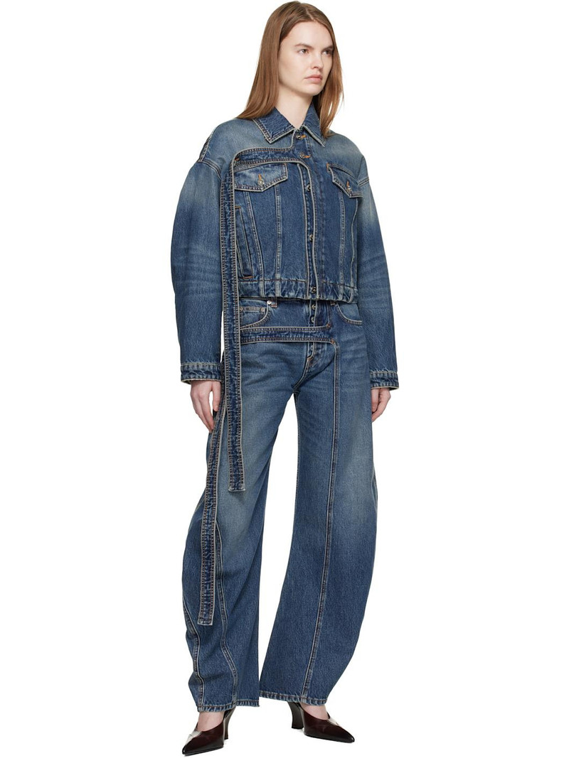 Jean Paul Gaultier Blue Oversized Strap Denim Jacket outlook