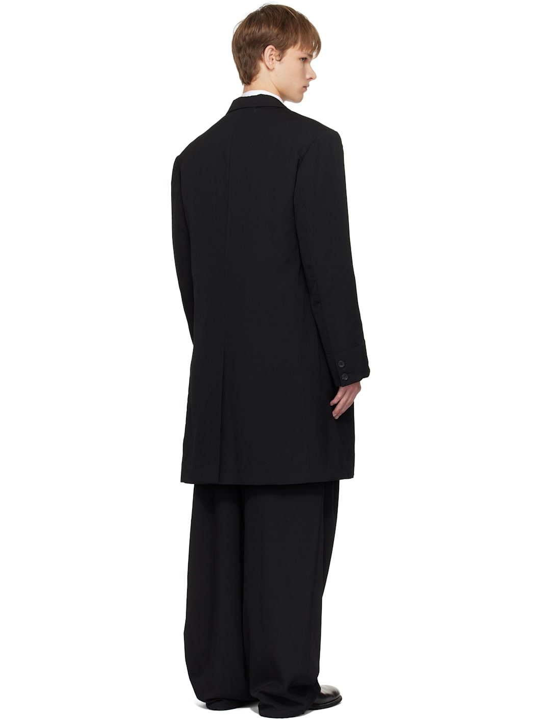 Black Wool Gabardine Reversible Nylon Liner & Blazer Set - 3