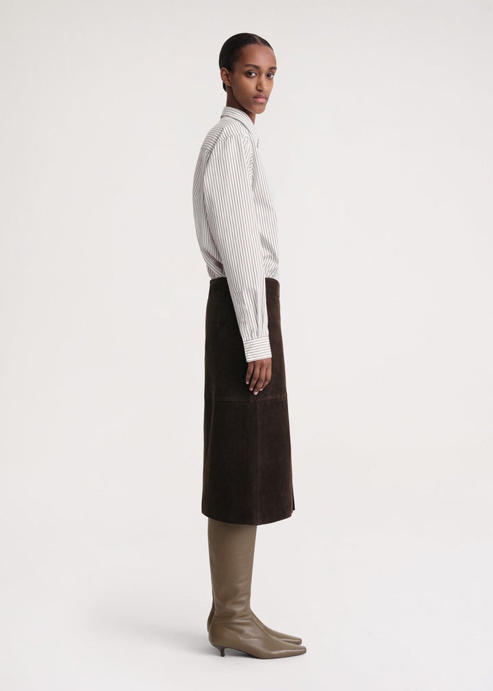 Paneled suede skirt chocolate - 3