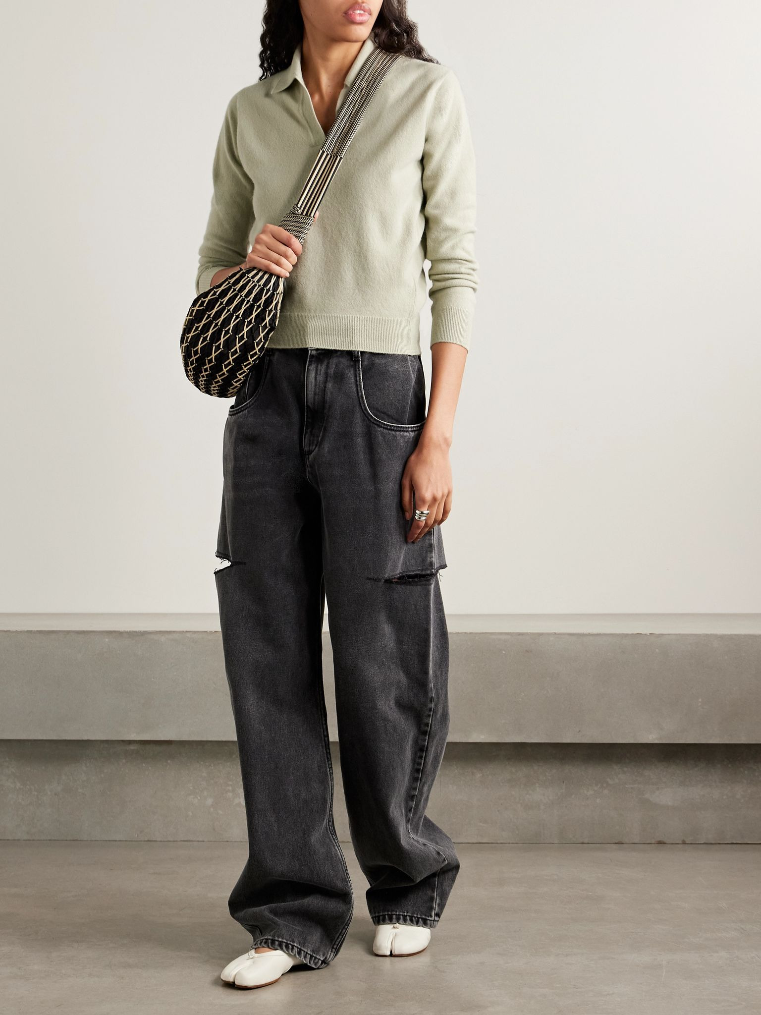 Wool polo sweater Sage green - 2
