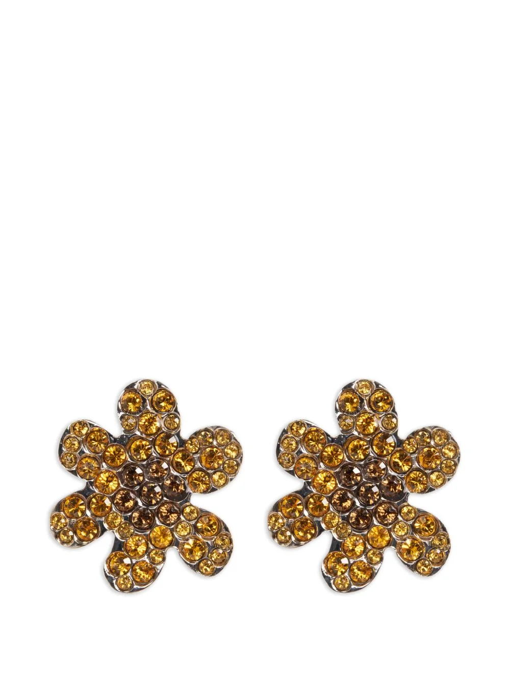 crystal-embellished flower earrings - 1