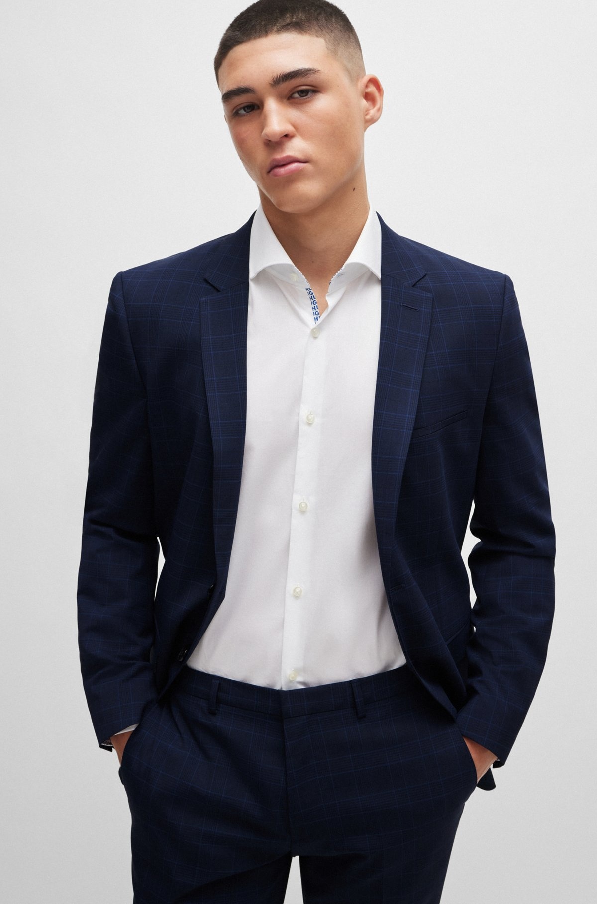 EXTRA-SLIM-FIT CHECKED SUIT IN PERFORMANCE-STRETCH FABRIC - 5