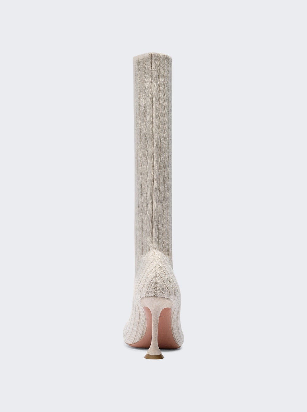 Veneda Stretch Boot Beige Fuzzy Ribbed Knit - 2