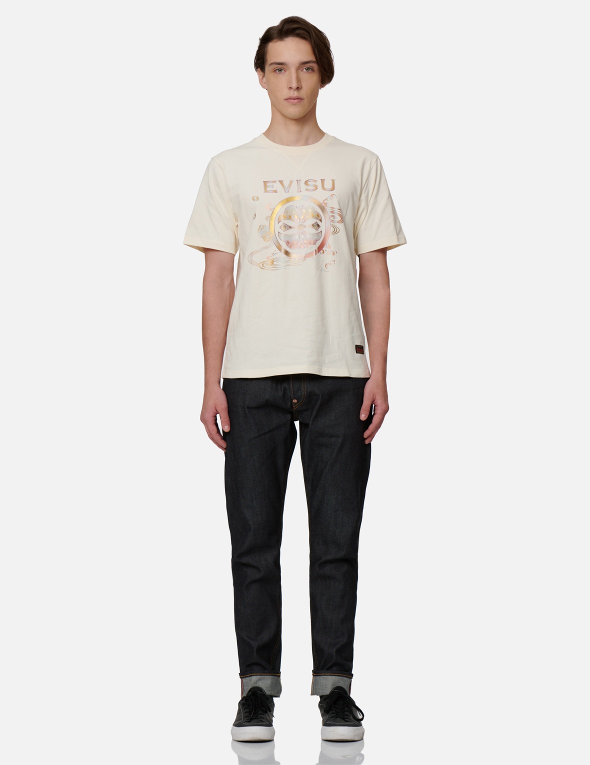 JAPANESE-PATTERN KAMON AND LOGO EMBROIDERY CARROT-FIT JEANS #2017 - 6
