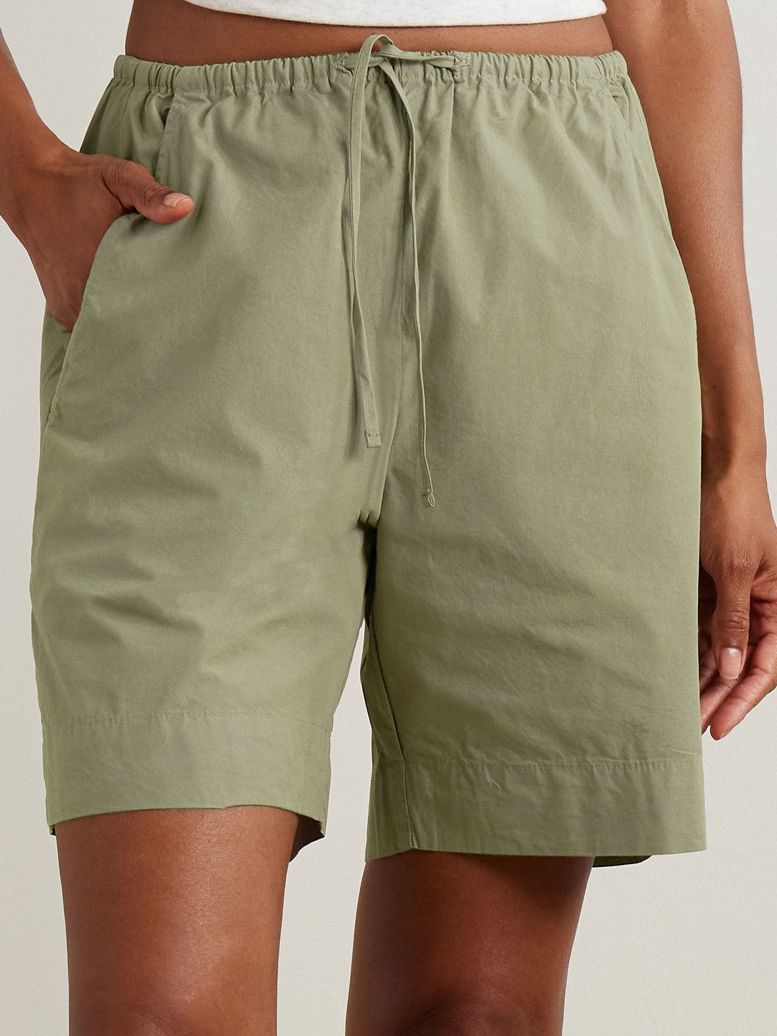 Kyoto cotton-poplin shorts Army green - 3