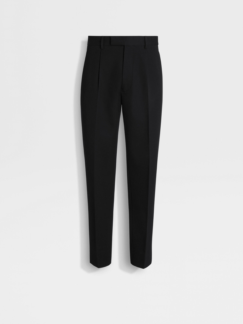 BLACK COTTON AND WOOL PANTS 1