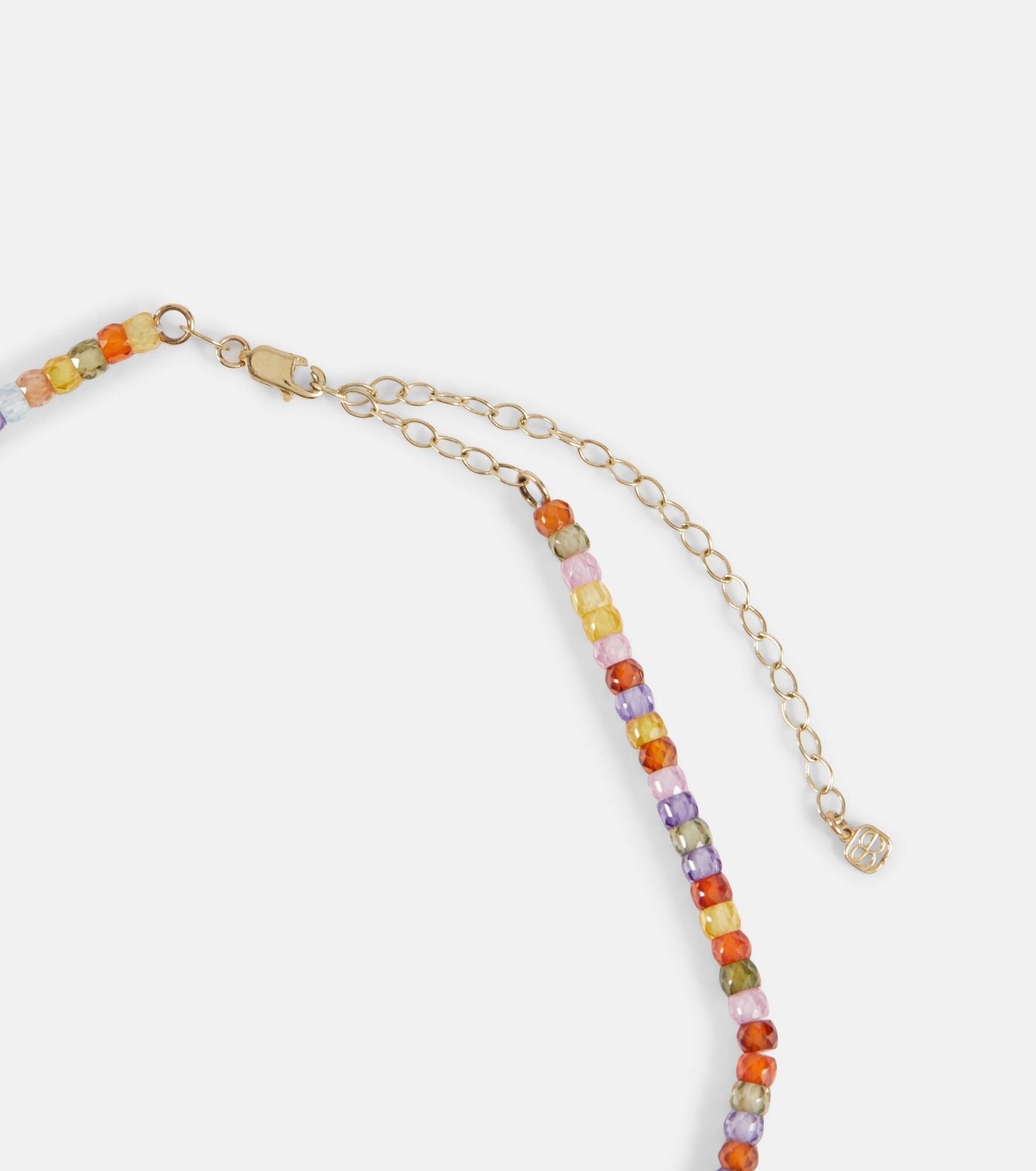 Evil Eye 14kt gold beaded necklace with diamonds - 4