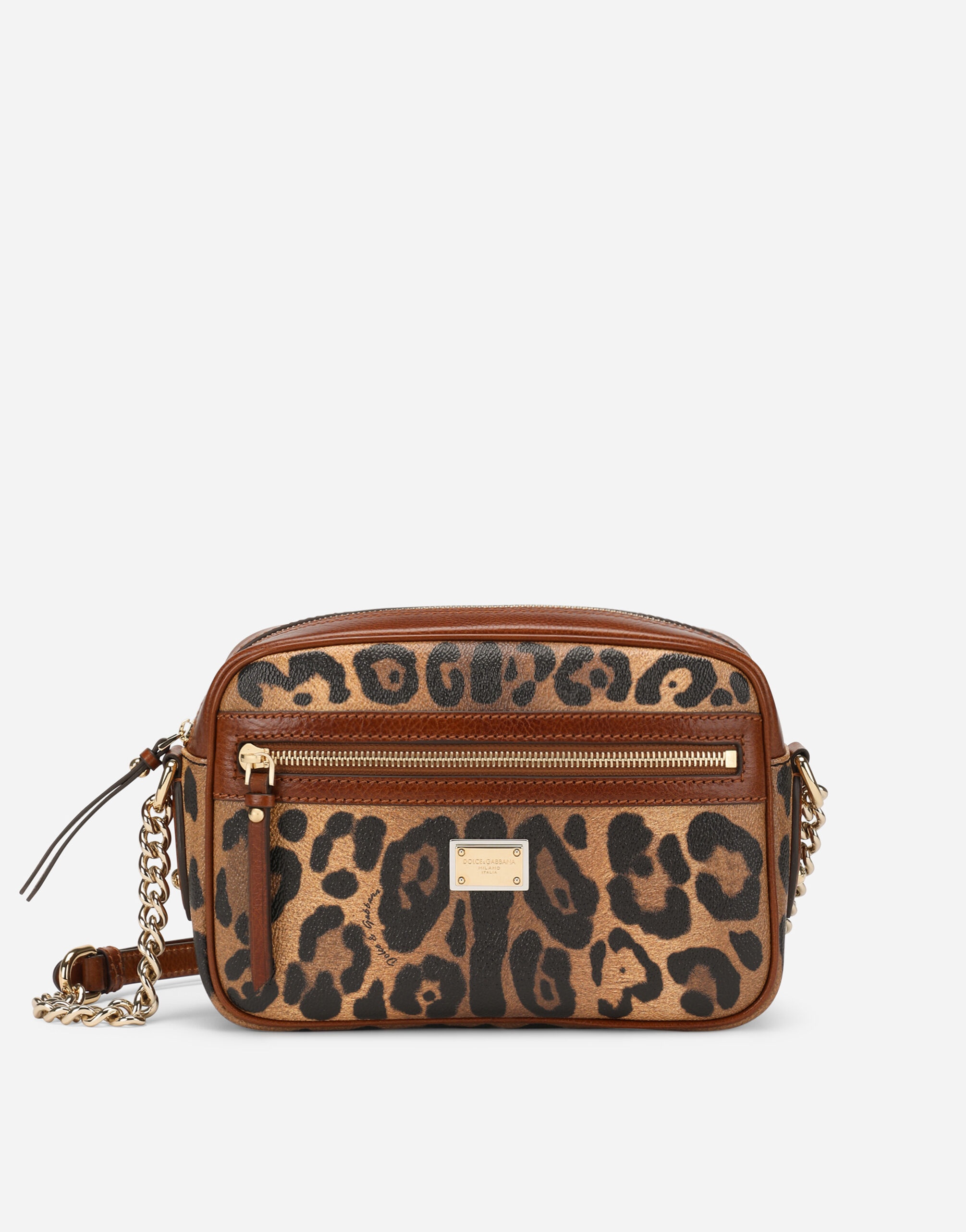 Medium crossbody bag in leopard-print Crespo with branded plate - 1