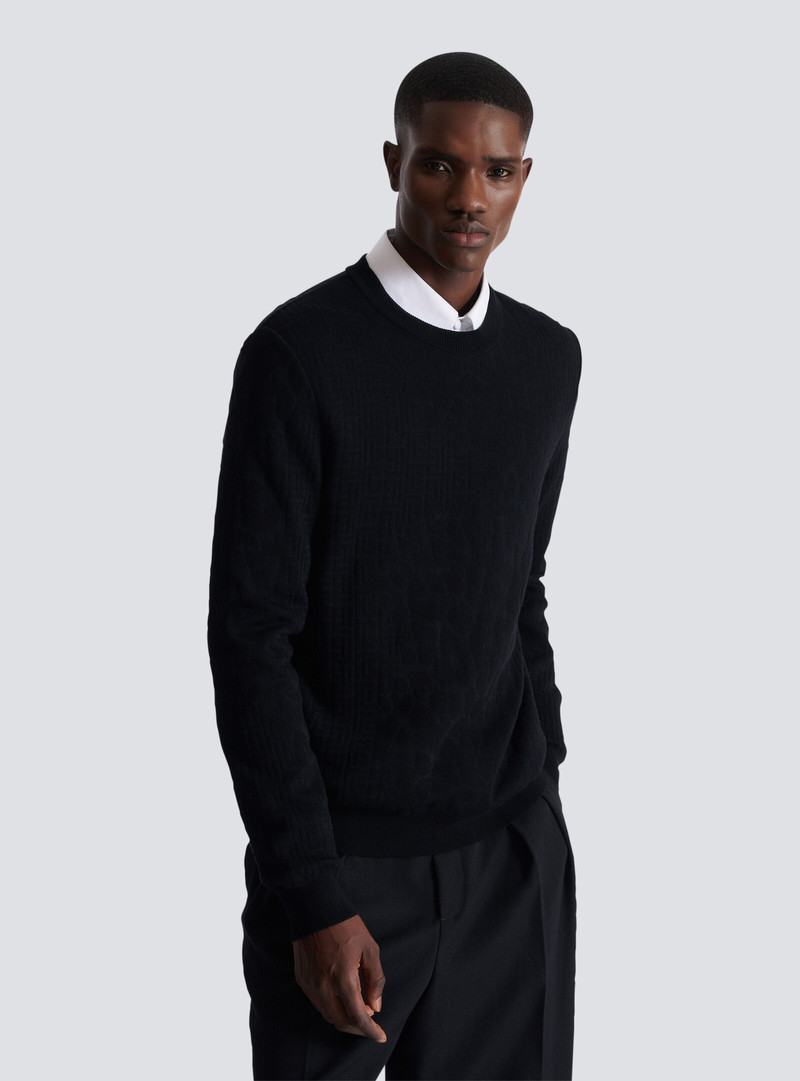 Monogram knit and leopard pattern jumper 6