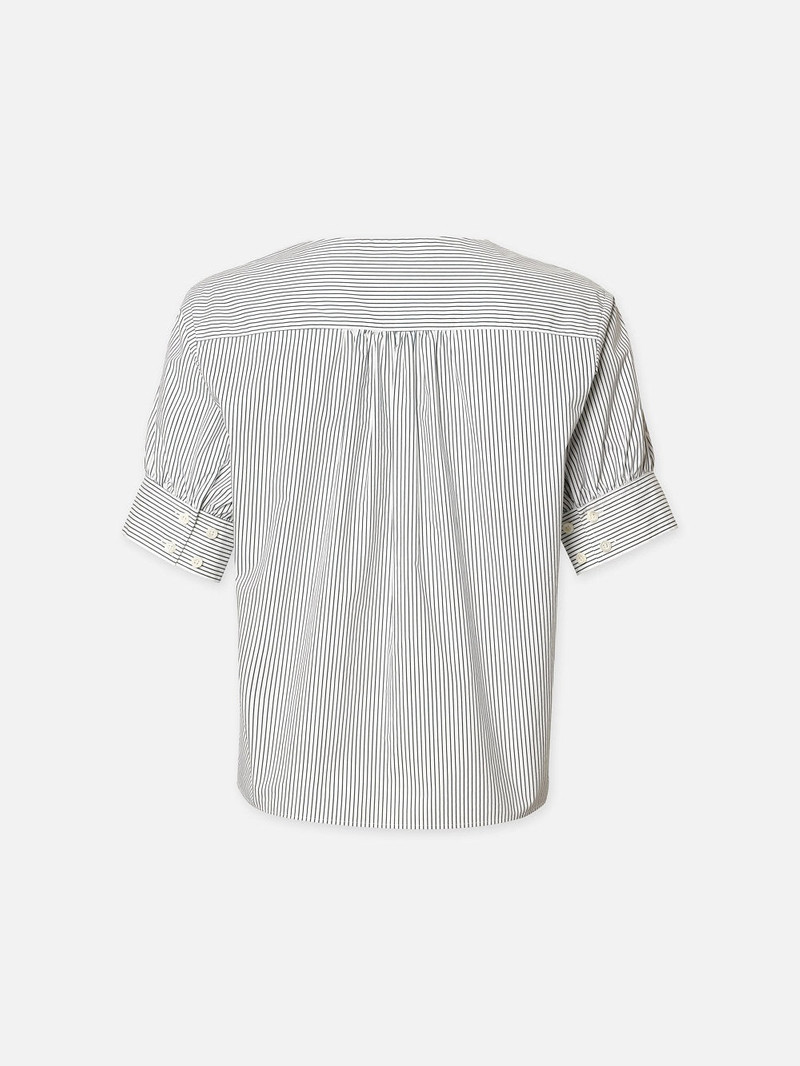 FRAME V-Neck Popover Top in Navy Multi outlook