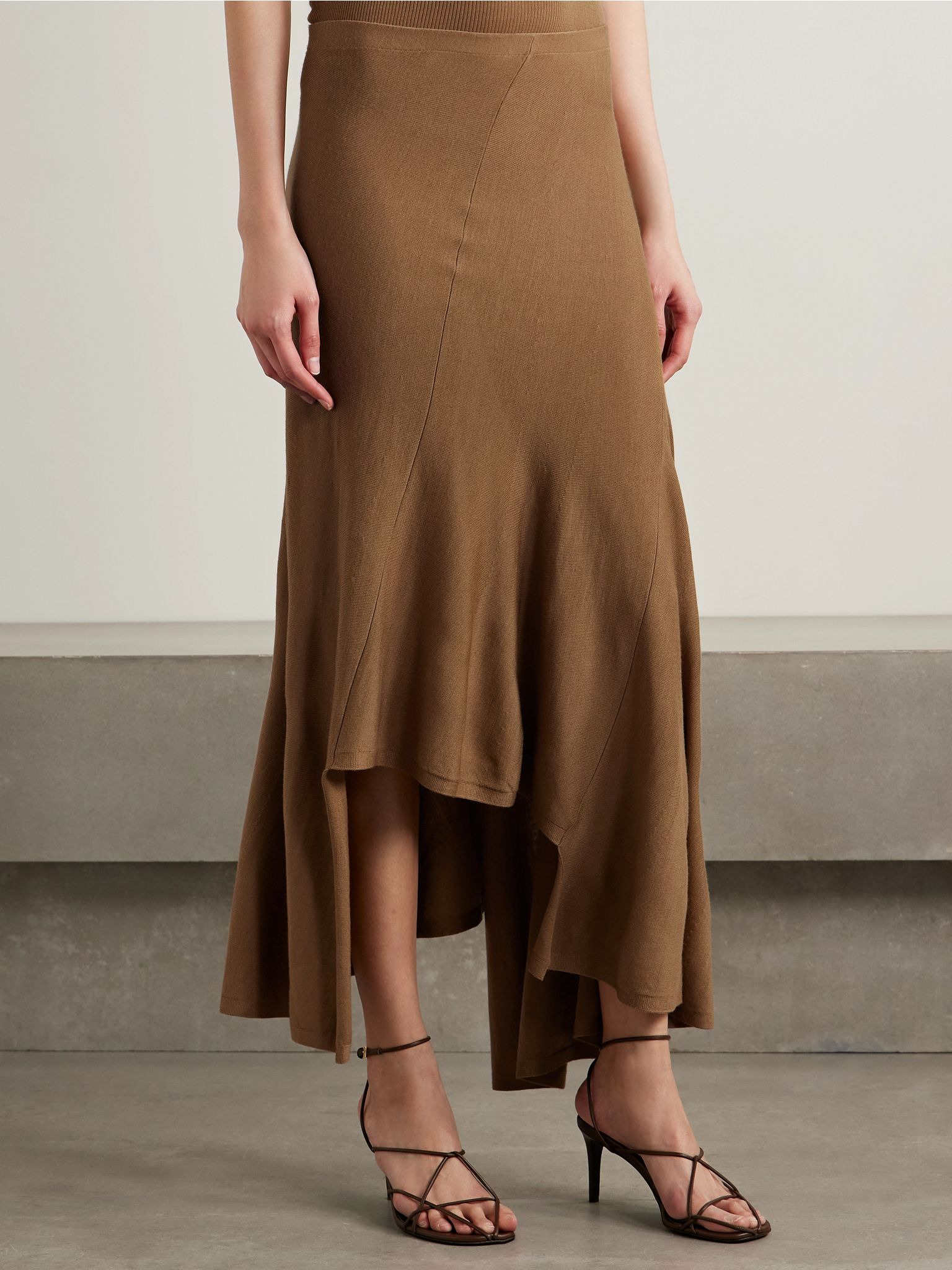 Asymmetric wool-blend midi skirt Bronze - 3
