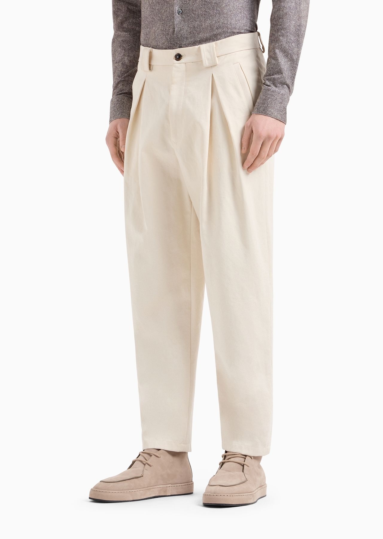 One-pleat trousers in cotton gabardine - 3