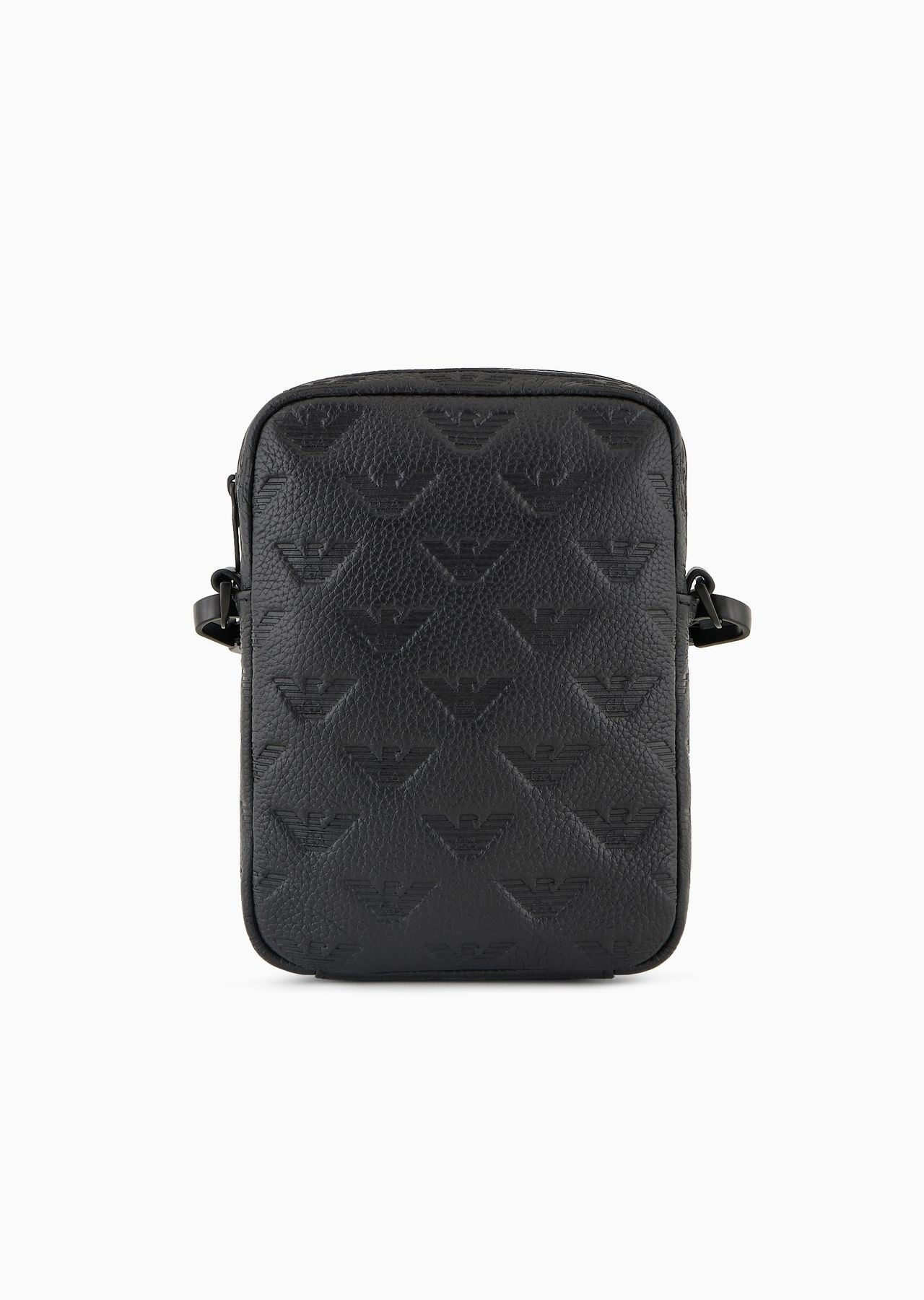 Leather tech case with shoulder strap with all-over embossed eagle - 3