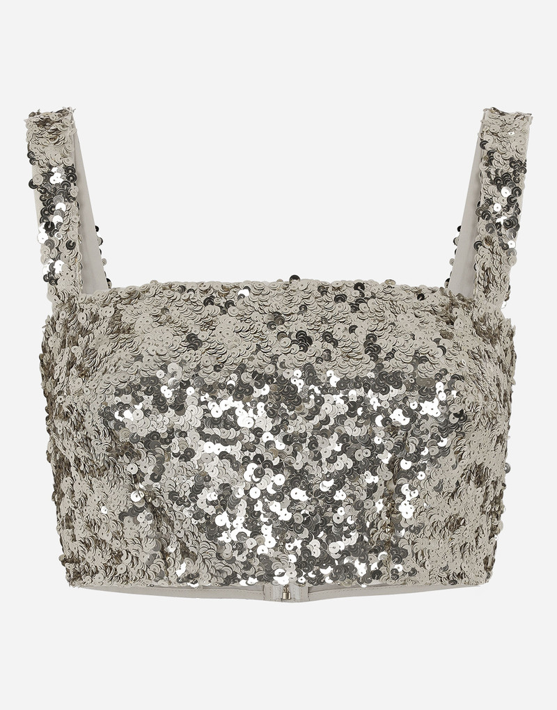 Sequined crop top with straps 1